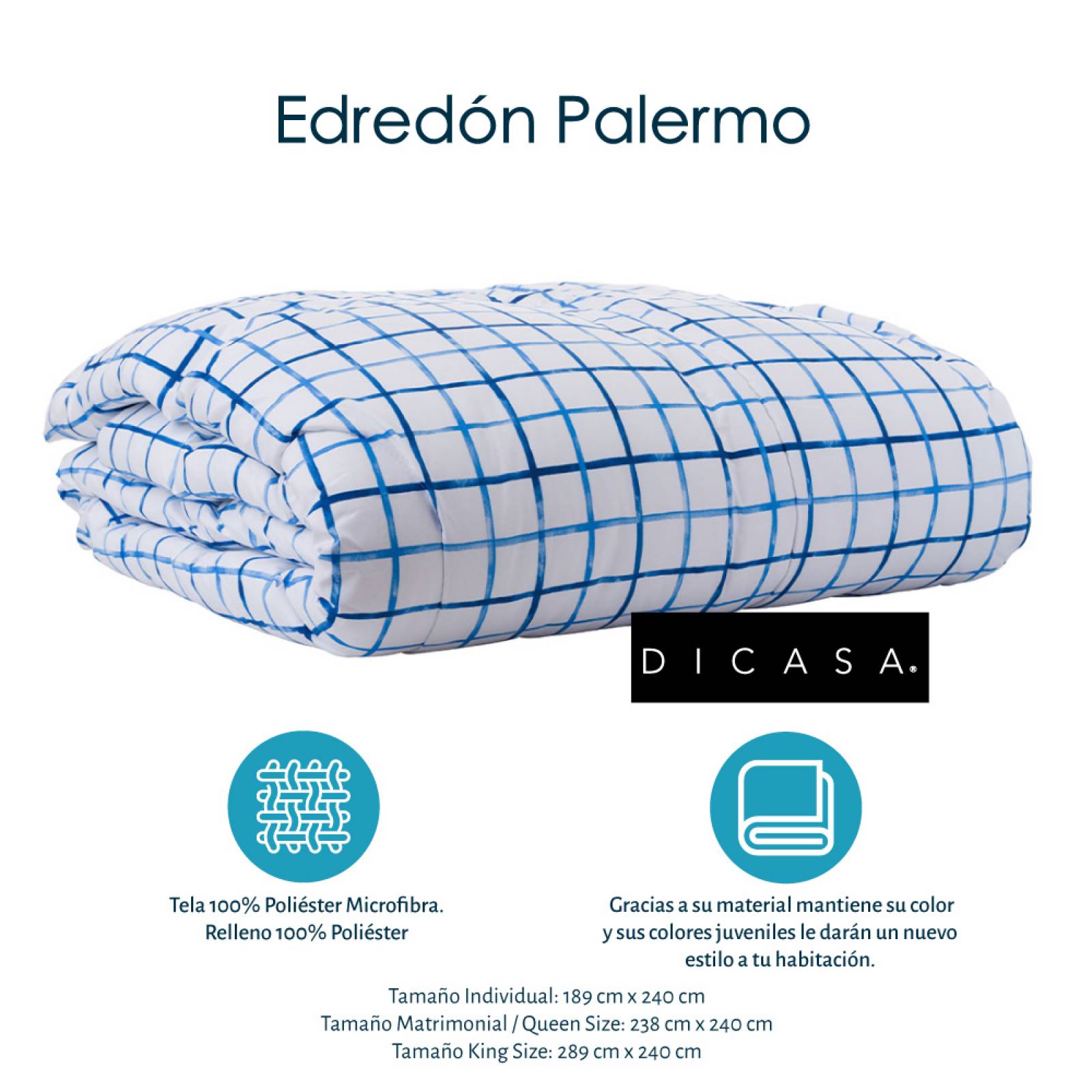 Cabecera Queen Size Dicasa Nube con Box Quantum y Edredon Palermo