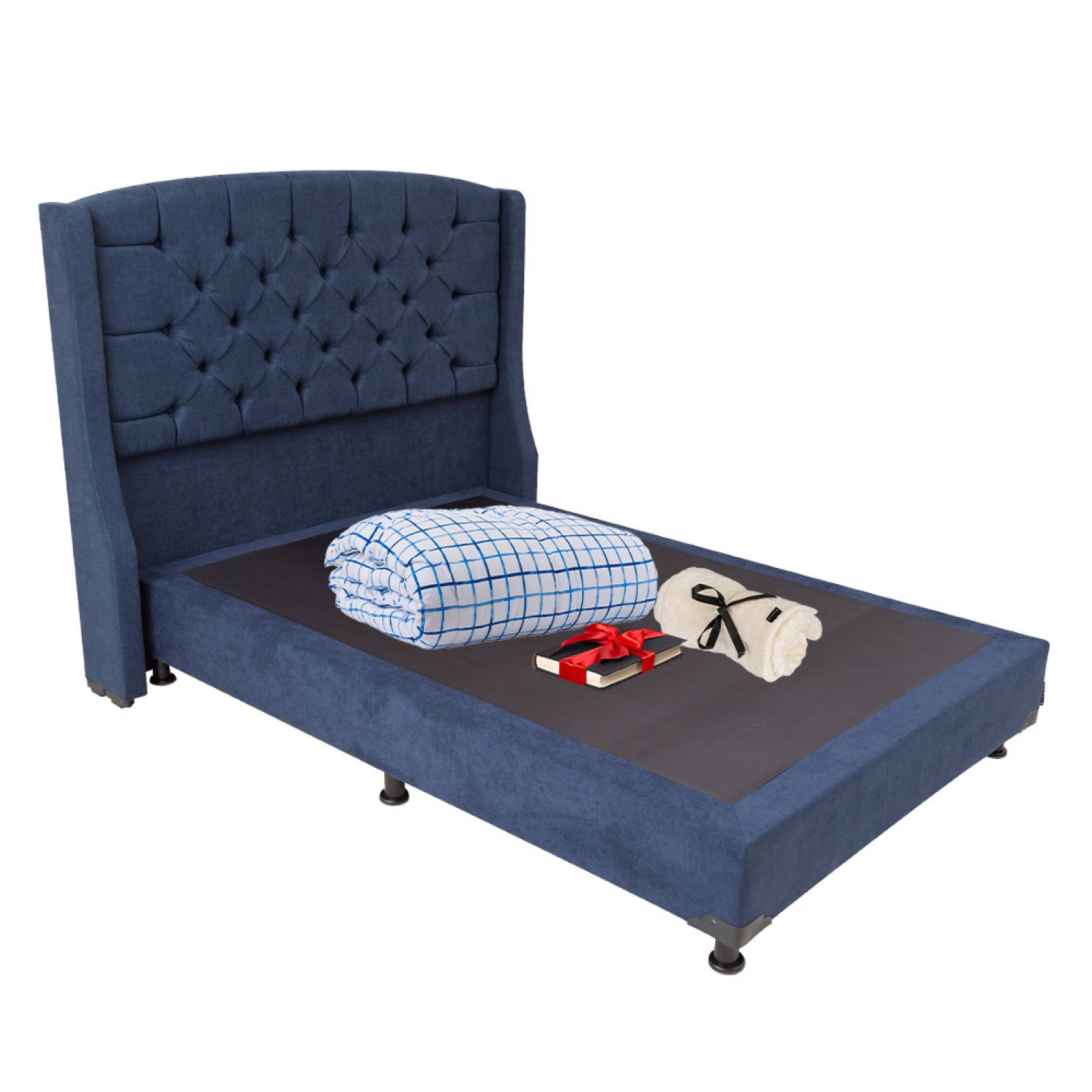 Cabecera Individual Dicasa Sitka con Box Azul y Edredon Palermo