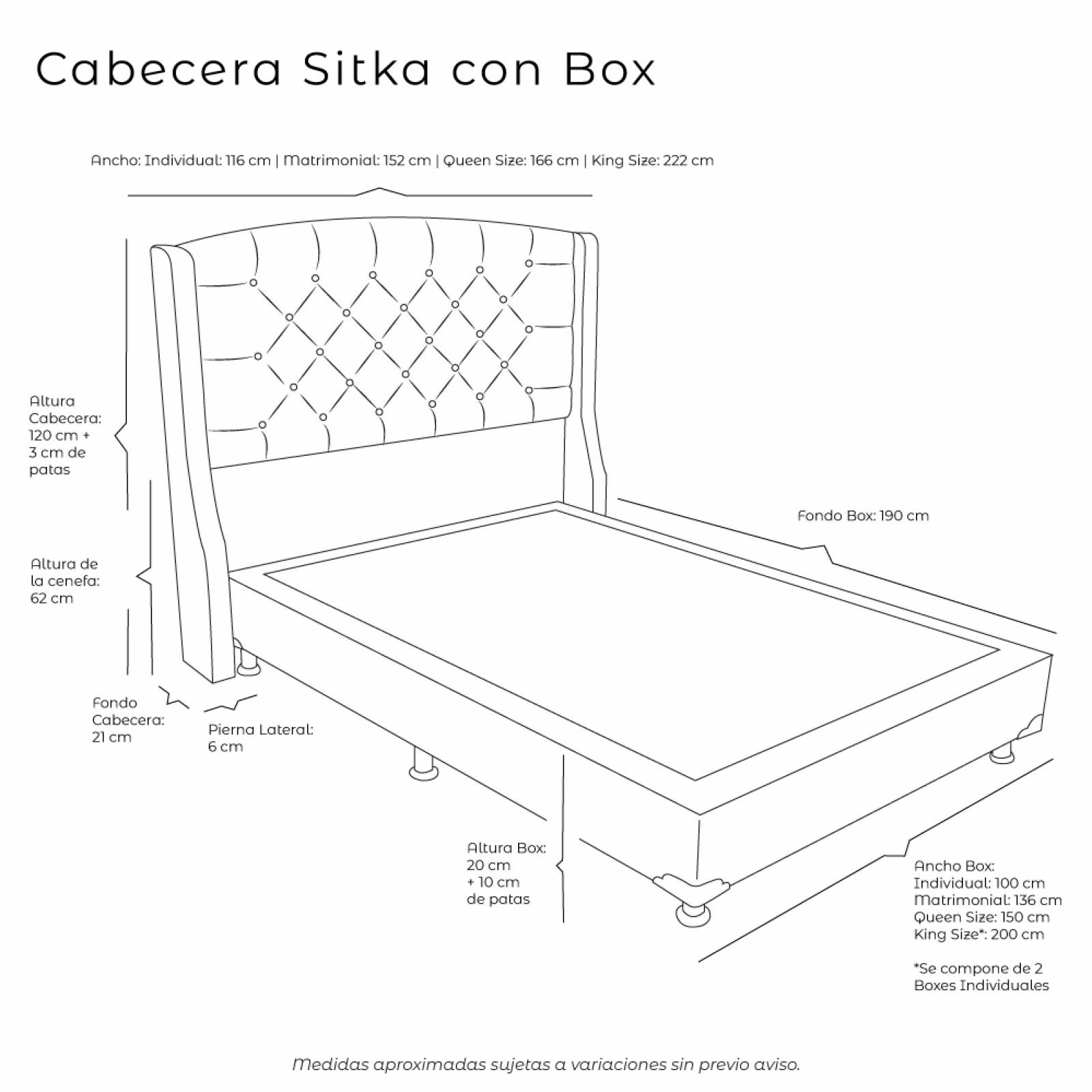 Cabecera Individual Dicasa Sitka con Box Azul y Edredon Palermo