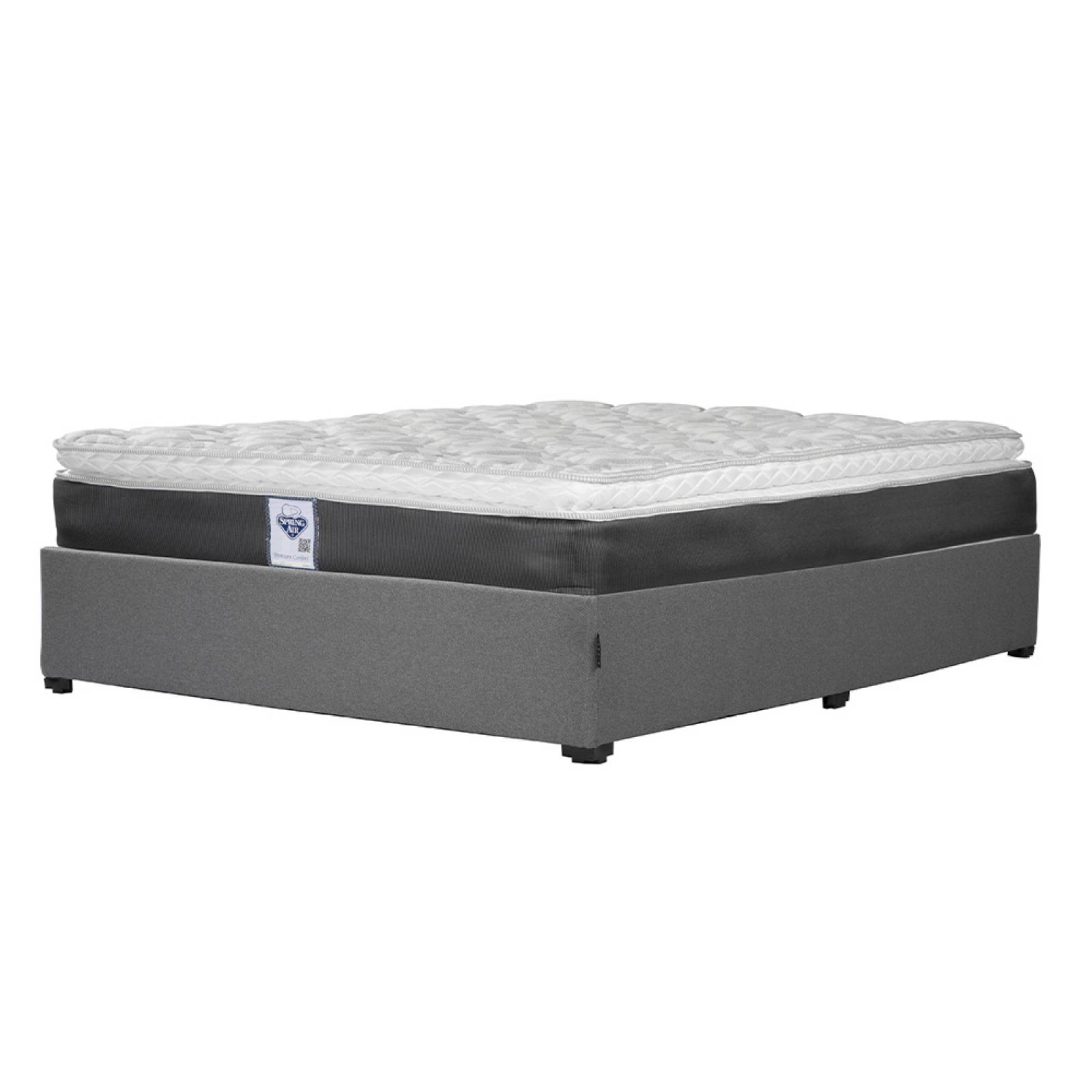 Colchón Matrimonial Spring Air Marte con Base Cama Dicasa Orleans Gris y Edredon Verona