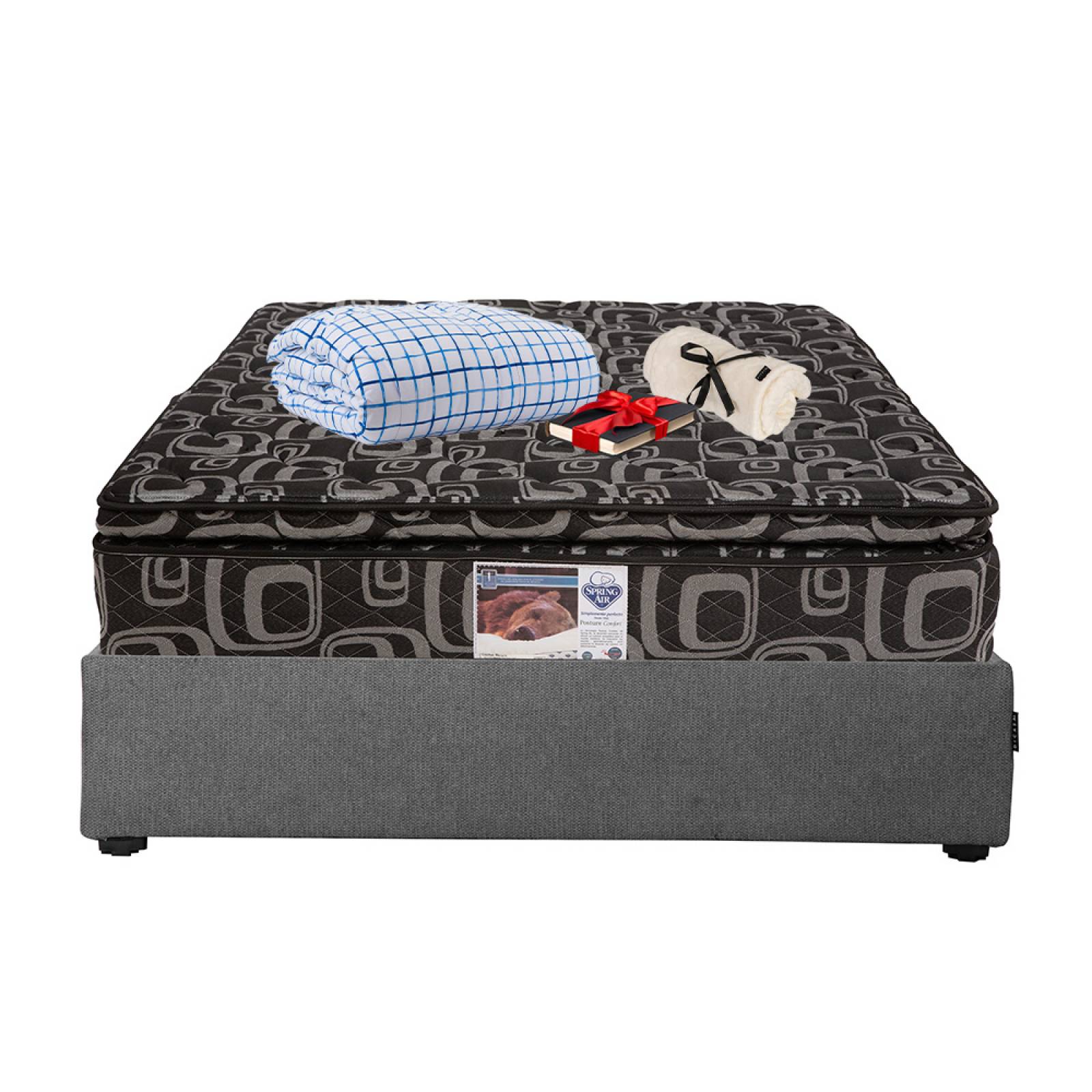 Colchón Queen Size Spring Air Morgan Con Base Cama Dicasa Rivoli Gris Y ...