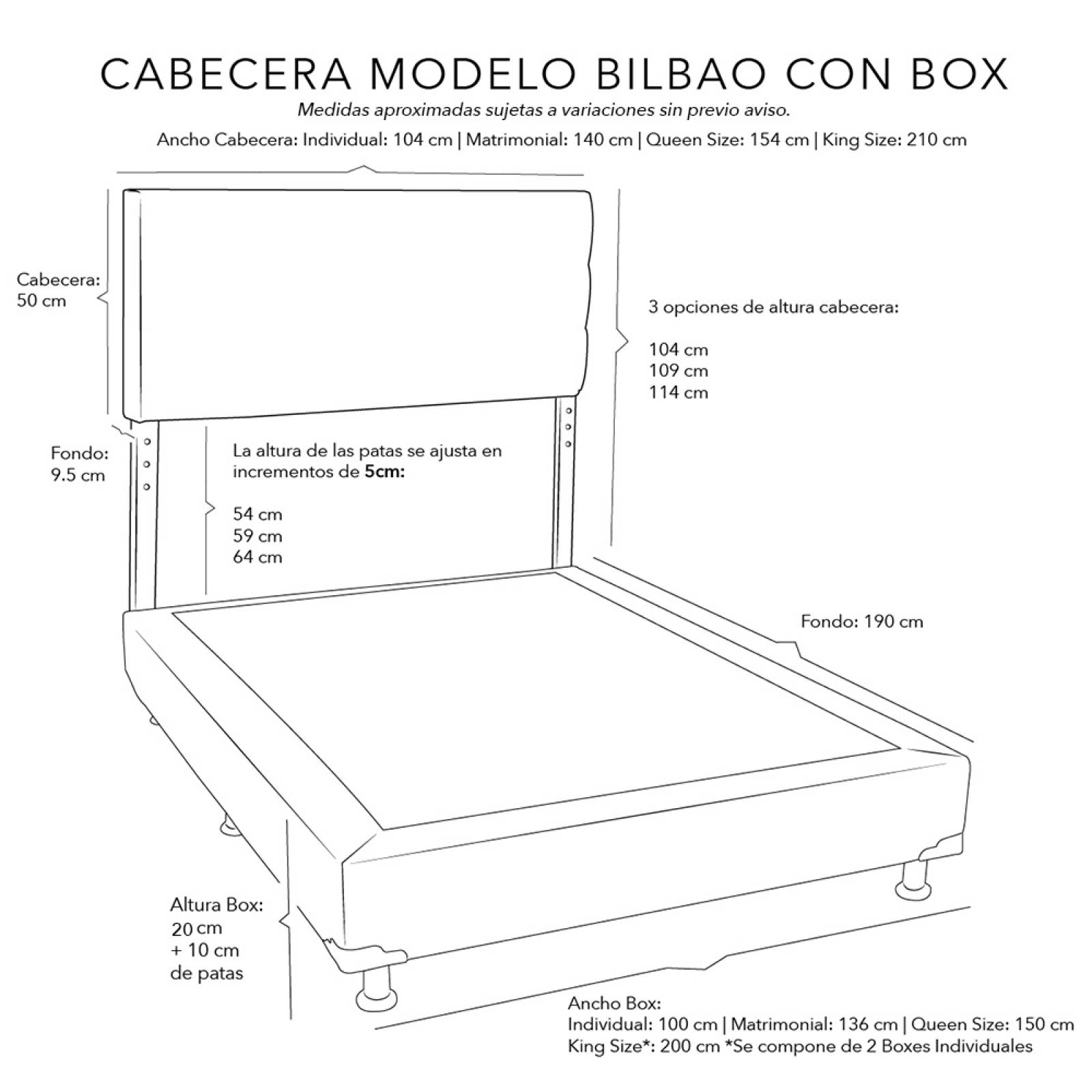 Cabecera King Size Dicasa Bilbao con Box Belu Gris