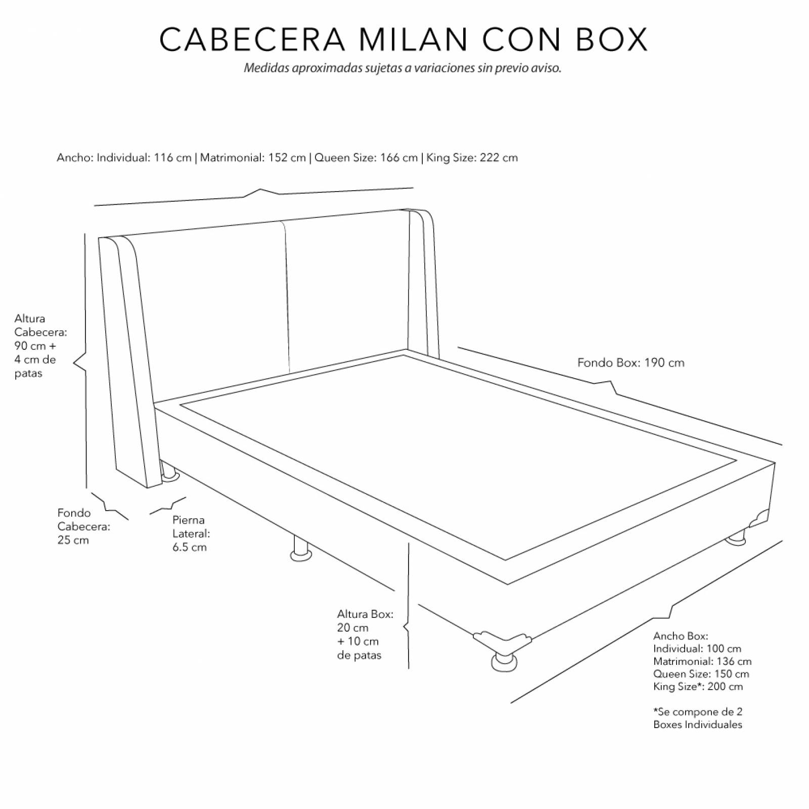 Cabecera King Size Dicasa Milan con Box Beige