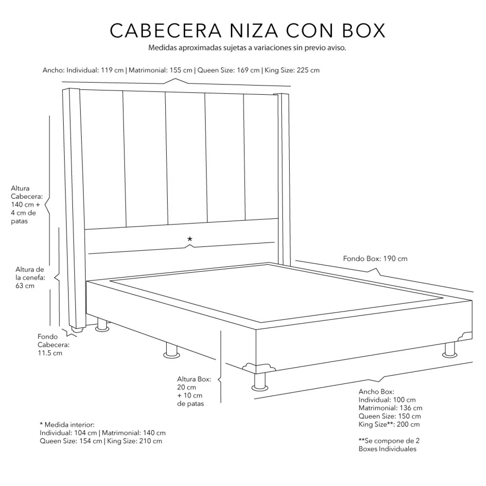 Colchón Matrimonal Spring Air LeMans con Cabecera Nizza y Box Columbia Beige