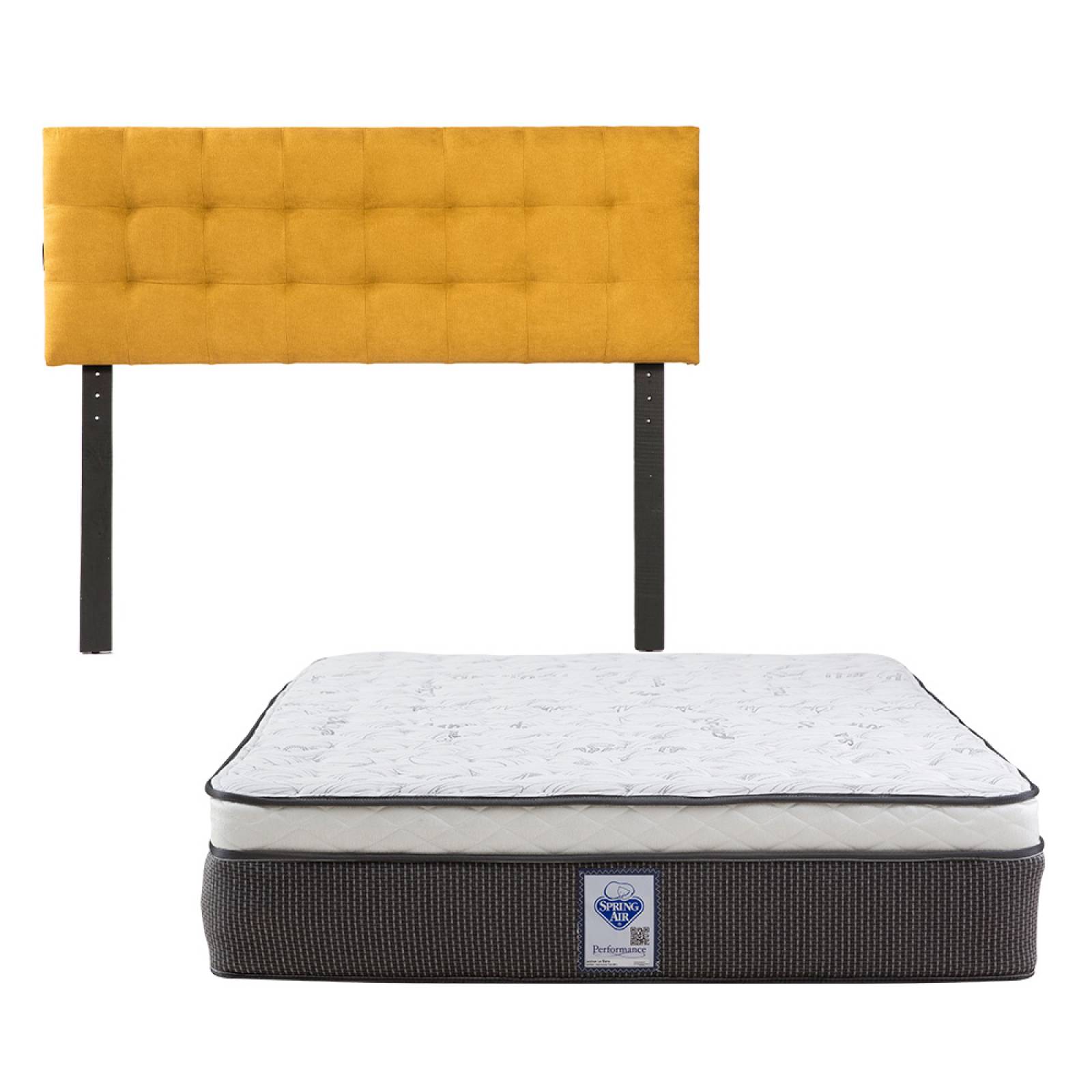 Colchón Matrimonial Spring Air LeMans con Cabecera Dicasa Catania Alessa Mostaza