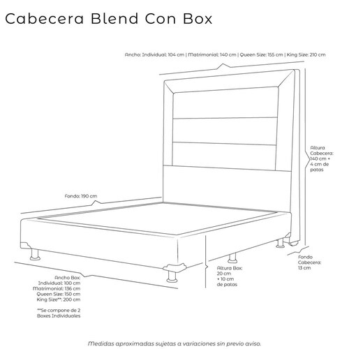 Colchón Queen Size Dicasa Cupra con Cabecera Blende y Box Verde Imperio