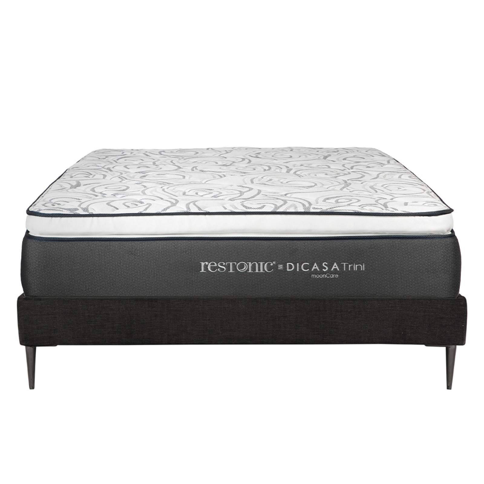 Colchón Matrimonial Dicasa Trini con Base Cama Slim Azul, Protector Cloud, Sábanas Softy, Almohada One y Edredon