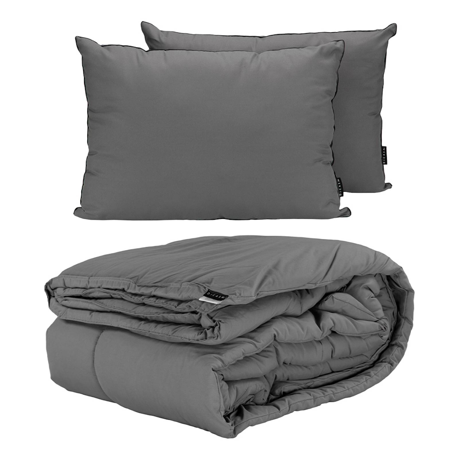 Edredon King Size Dicasa Homy Gris con Almohadas 2Pack