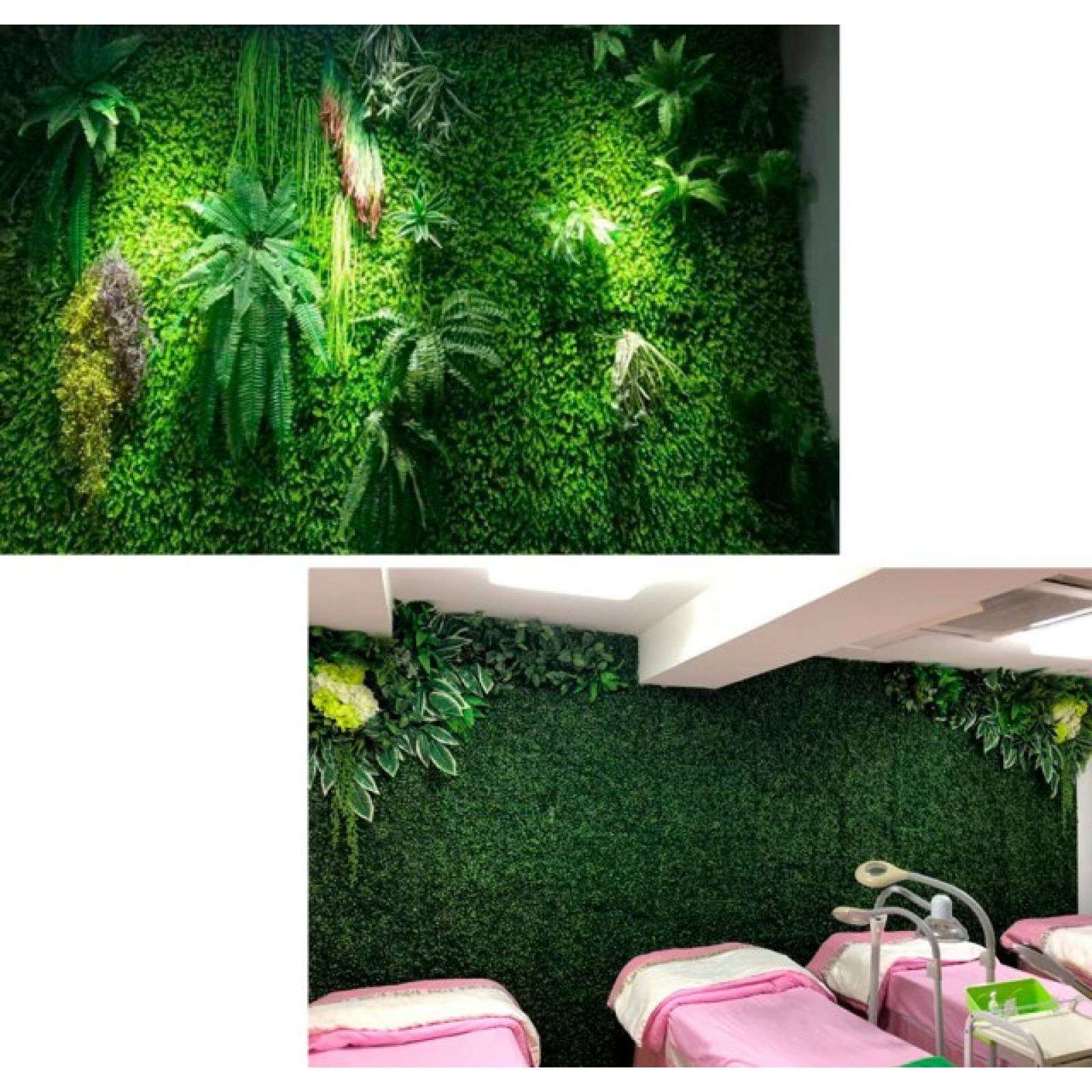 Follaje artificial 40x60 cm muro verde 4 piezas= 1m2 modelo agua