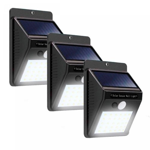 3 Lámparas Solar Con 30 Leds Sensor De Movimiento Impermeable al 30%