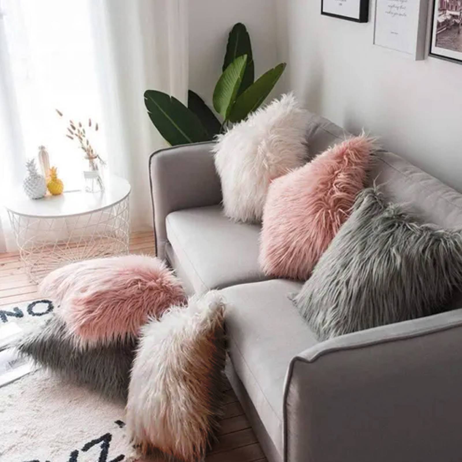 Paquete de 2 Fundas para cojín Decorativas 43x42cm peludo