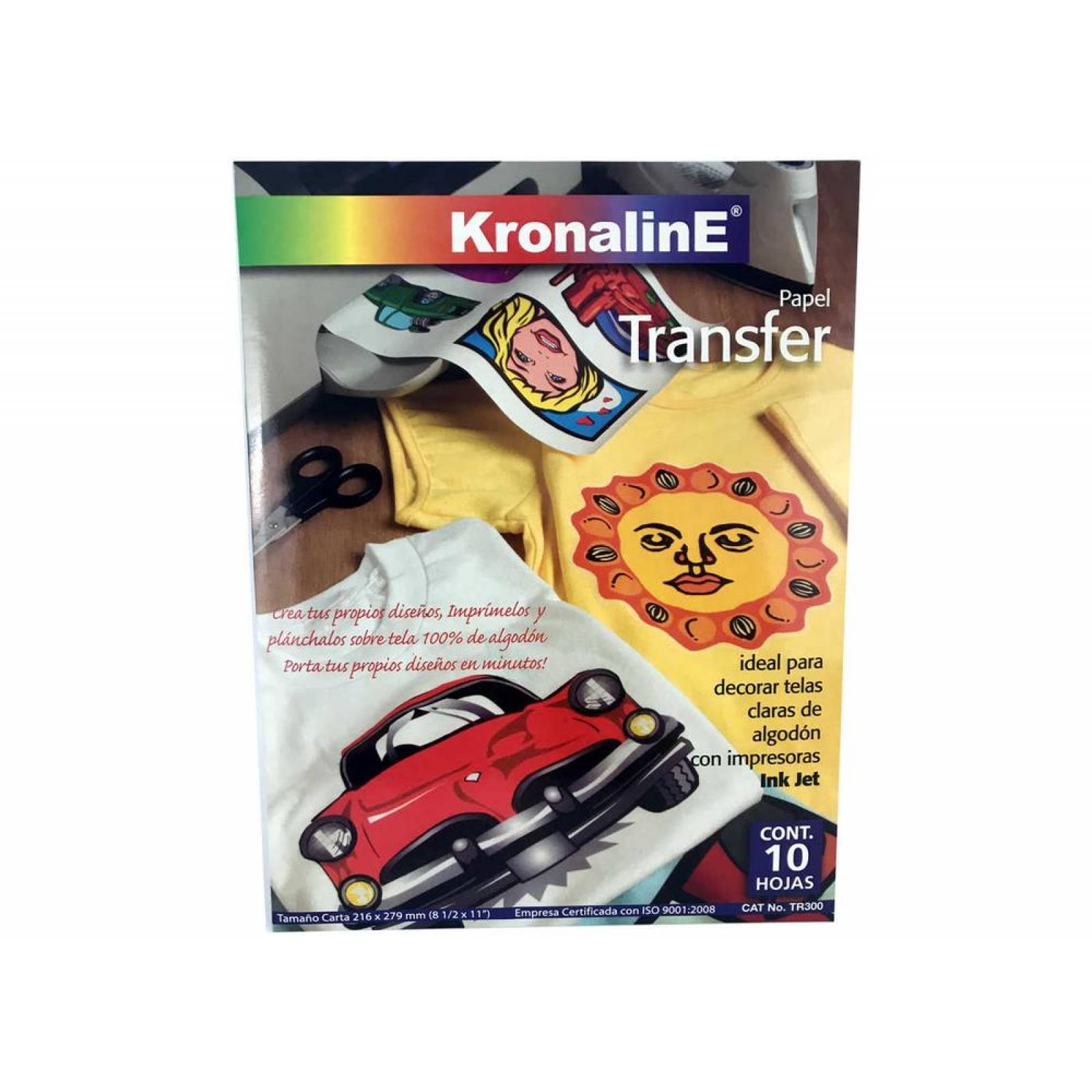 Papel Transfer KronalinE Tr300 10h Carta Tela Claras inkjet 