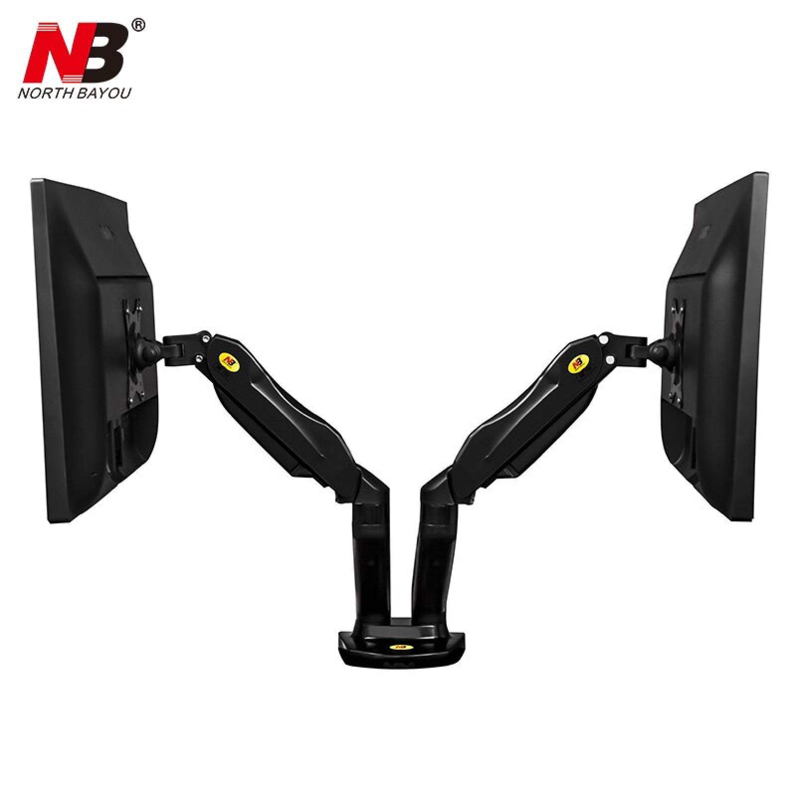 Soporte Dos Brazo Monitor Doble North Bayou F160 17 A 27 Color Negro