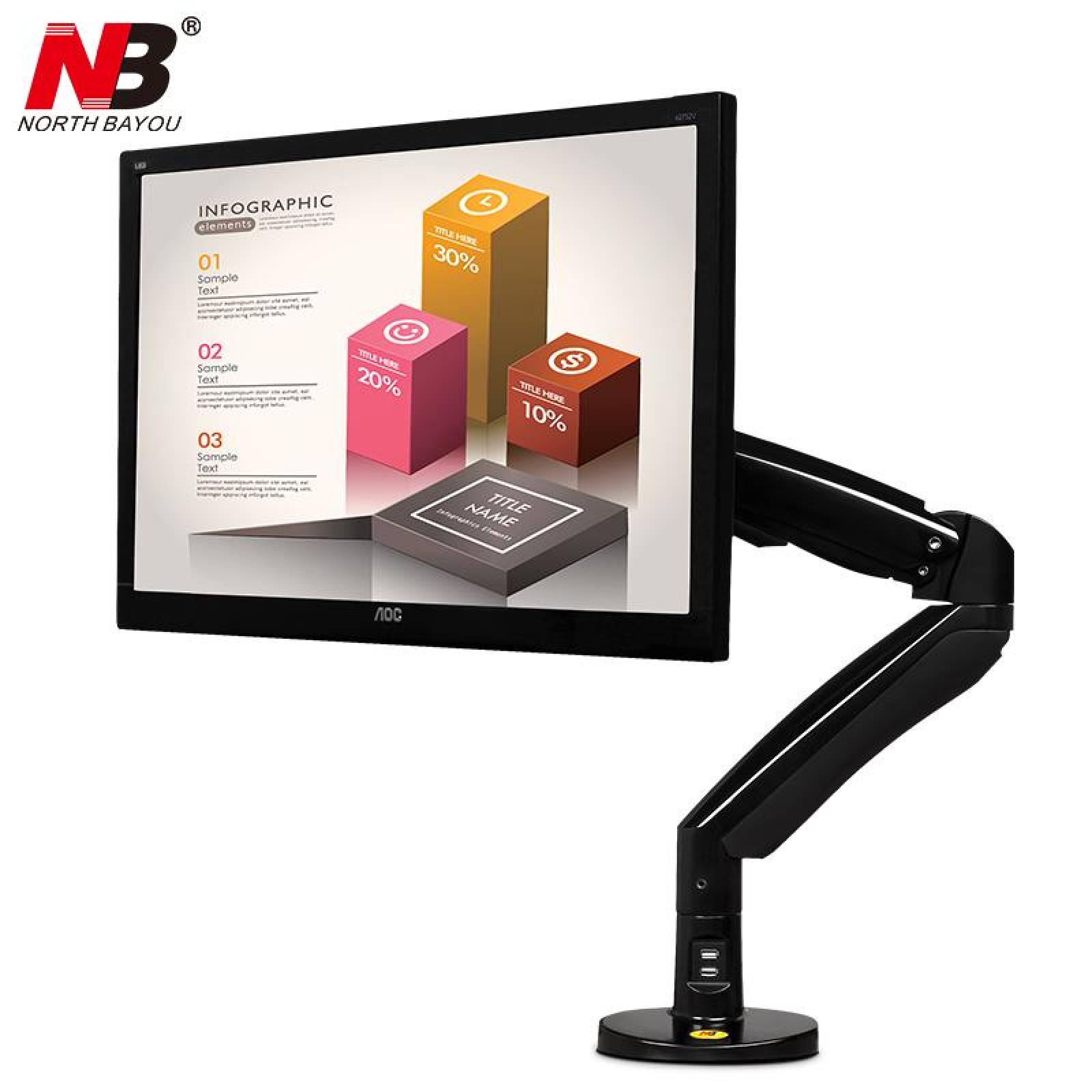 Brazo soporte rack giratorio doble para monitor computadora north bayou  h180 NB NORTH BAYOU