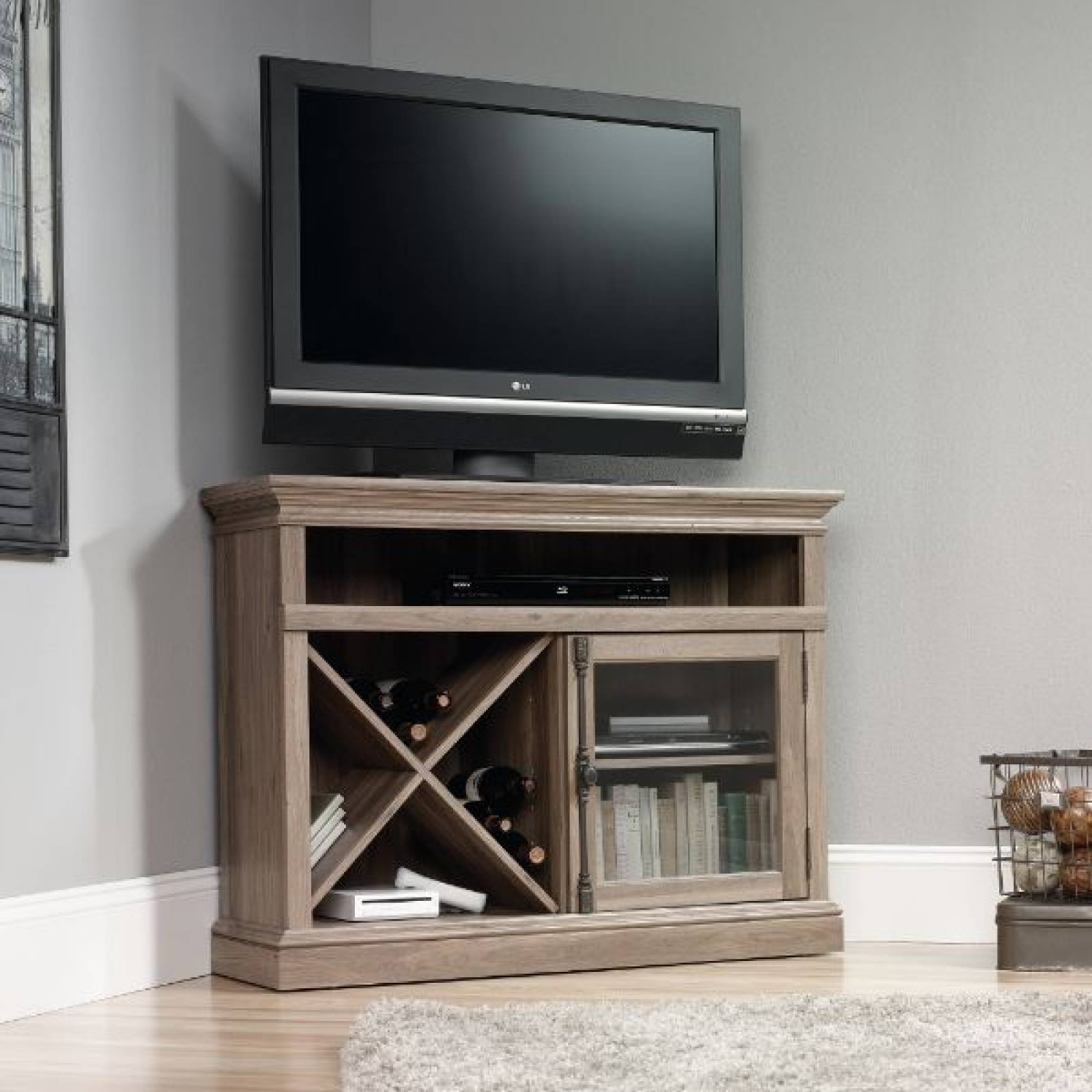 Mueble Tipo Credenza Para TV de hasta 42"pulgadas, con Repisas Ajustables y Puertas de Vidrio Templado
