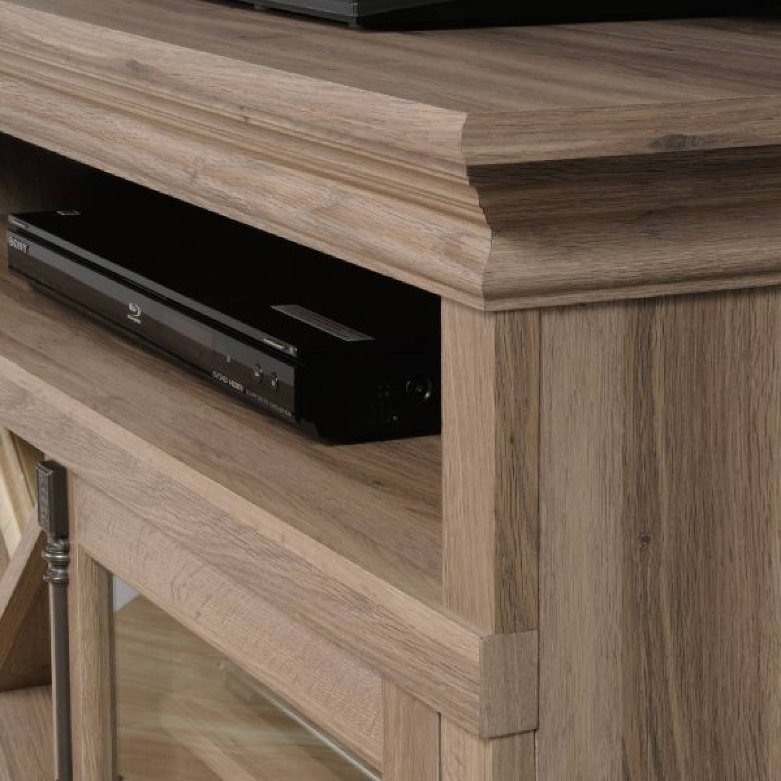 Mueble Tipo Credenza Para TV de hasta 42"pulgadas, con Repisas Ajustables y Puertas de Vidrio Templado