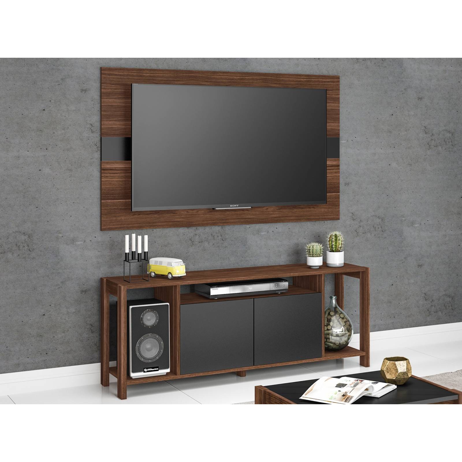 Mueble Combo Panel y Rack p  TV 55' Nogal Negro AZ10170002