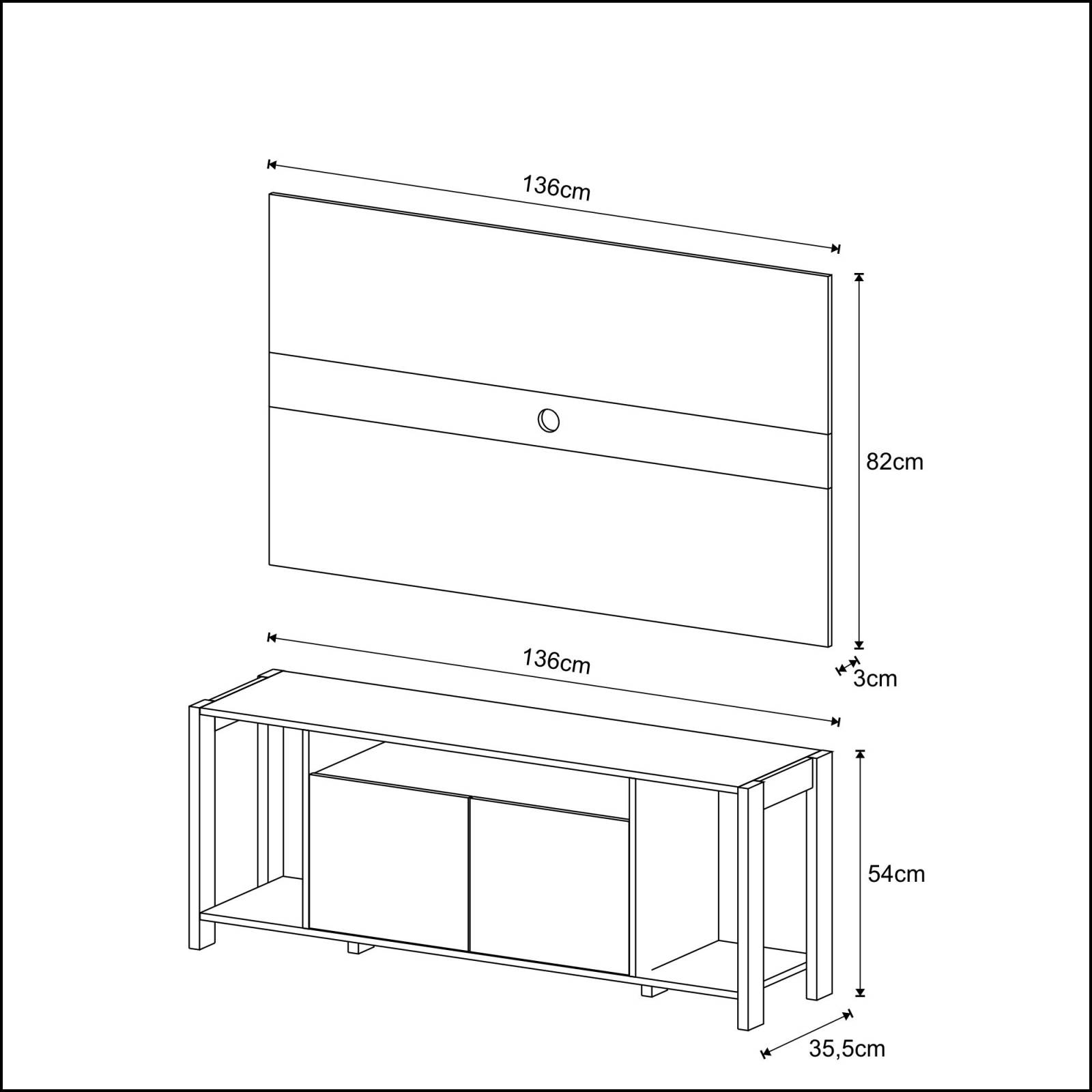 Mueble Combo Panel y Rack p  TV 55' Nogal Negro AZ10170002