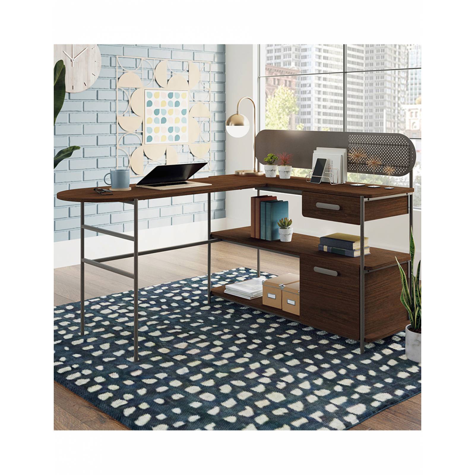 Mueble Escritorio en L Moderno C Cajones Radial 426026