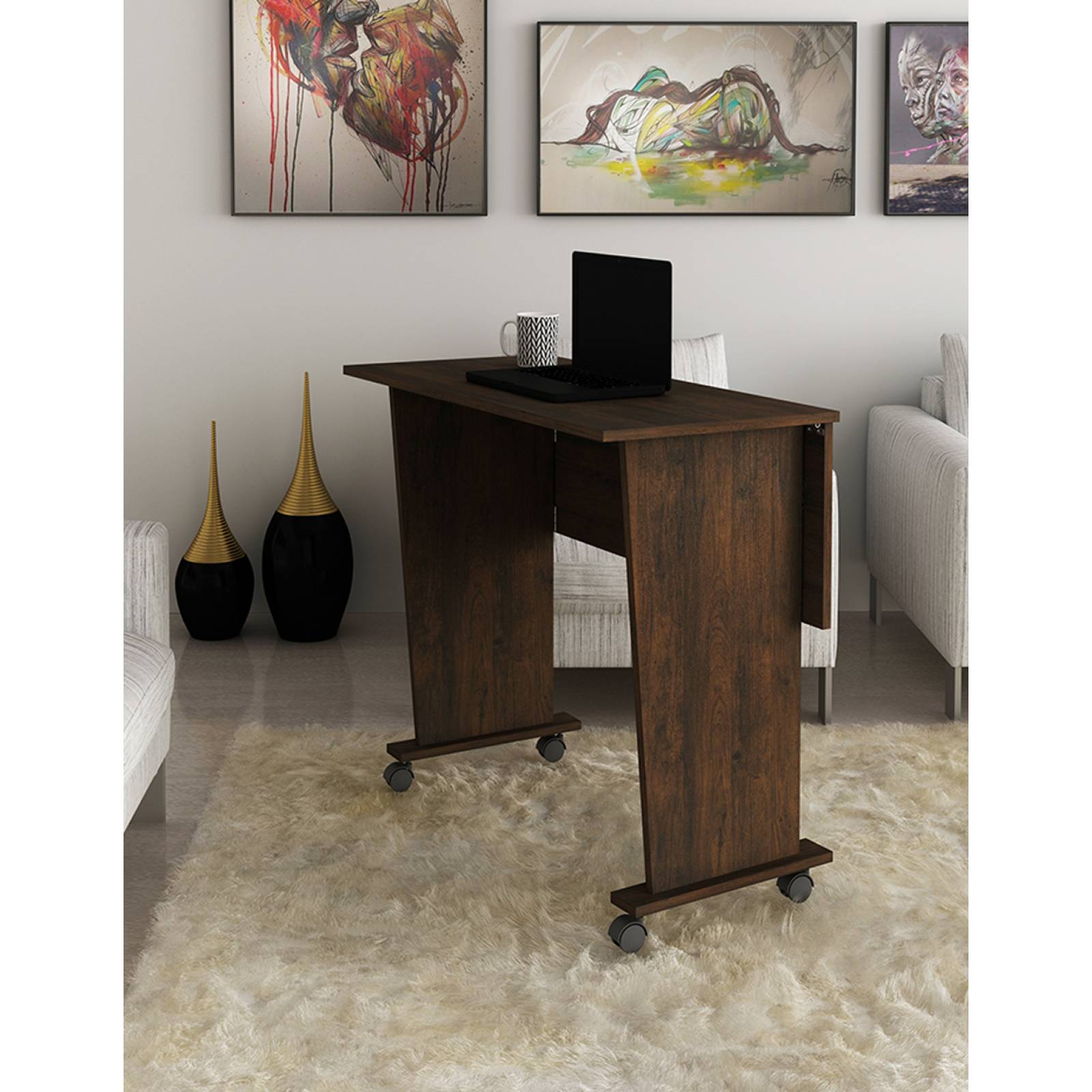 Mueble Escritorio Desmontable c  Ruedas Rustico ME41170007