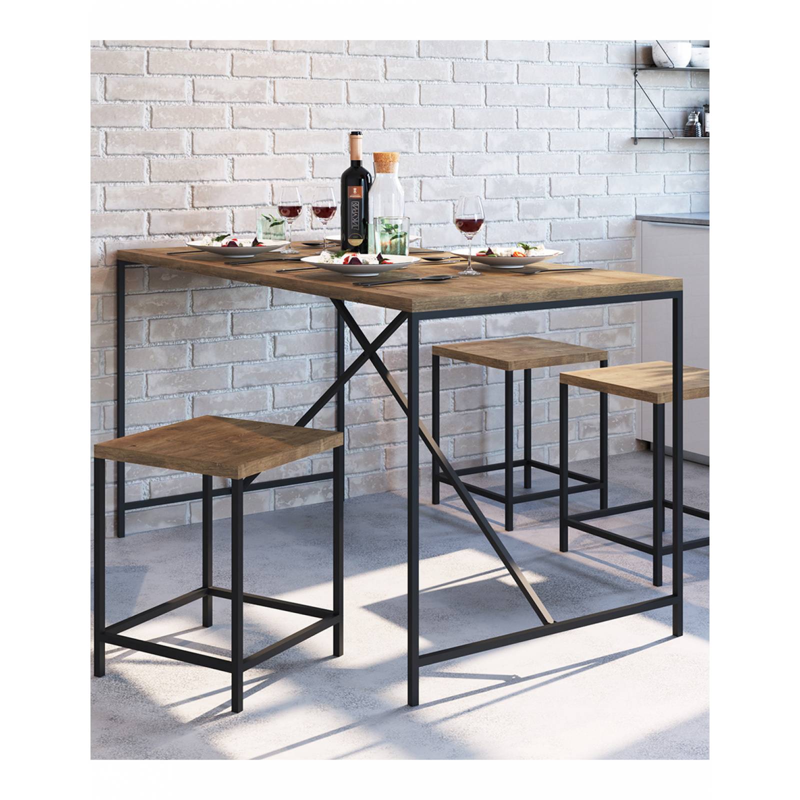 Mueble Artesano Kit 2 Taburetes Cuadrados 27815 VN
