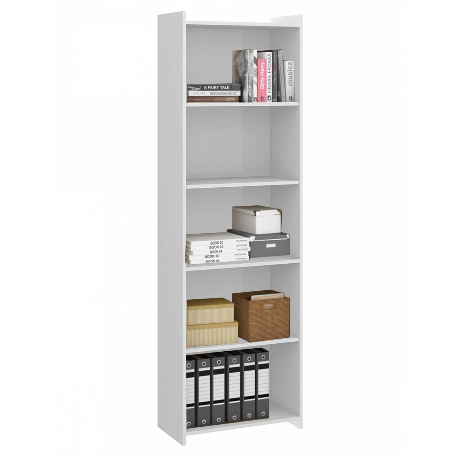 Mueble Librero Alto 5 Estantes Blanco 070001
