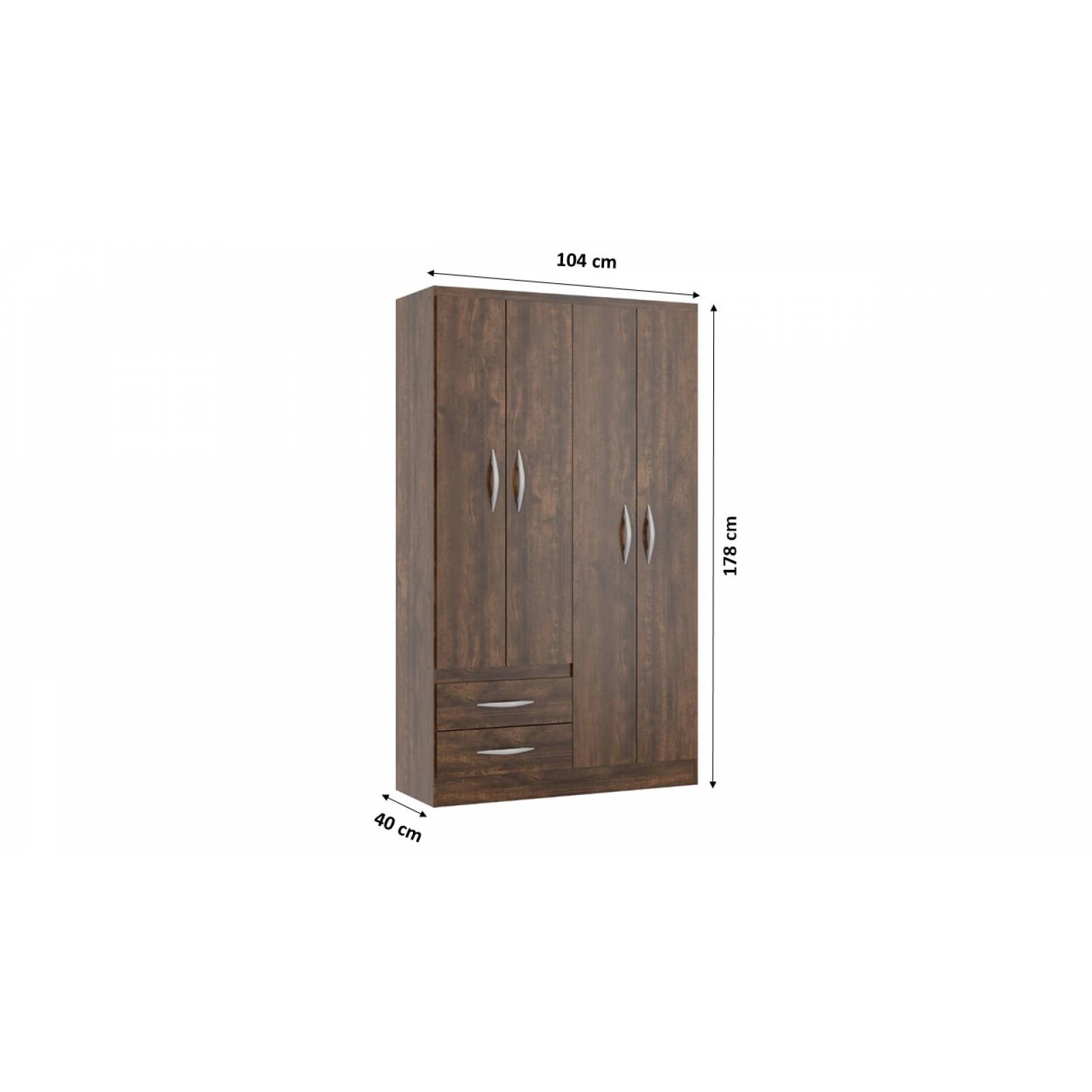 Mueble Ropero Castaño De 4 Puertas Modelo 207484