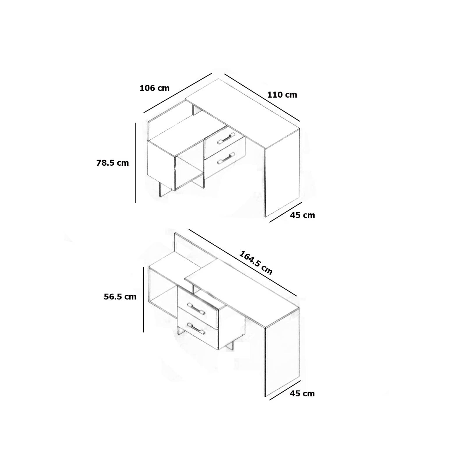 Mueble Escritorio Moderno De 4 Posiciones Mod 738