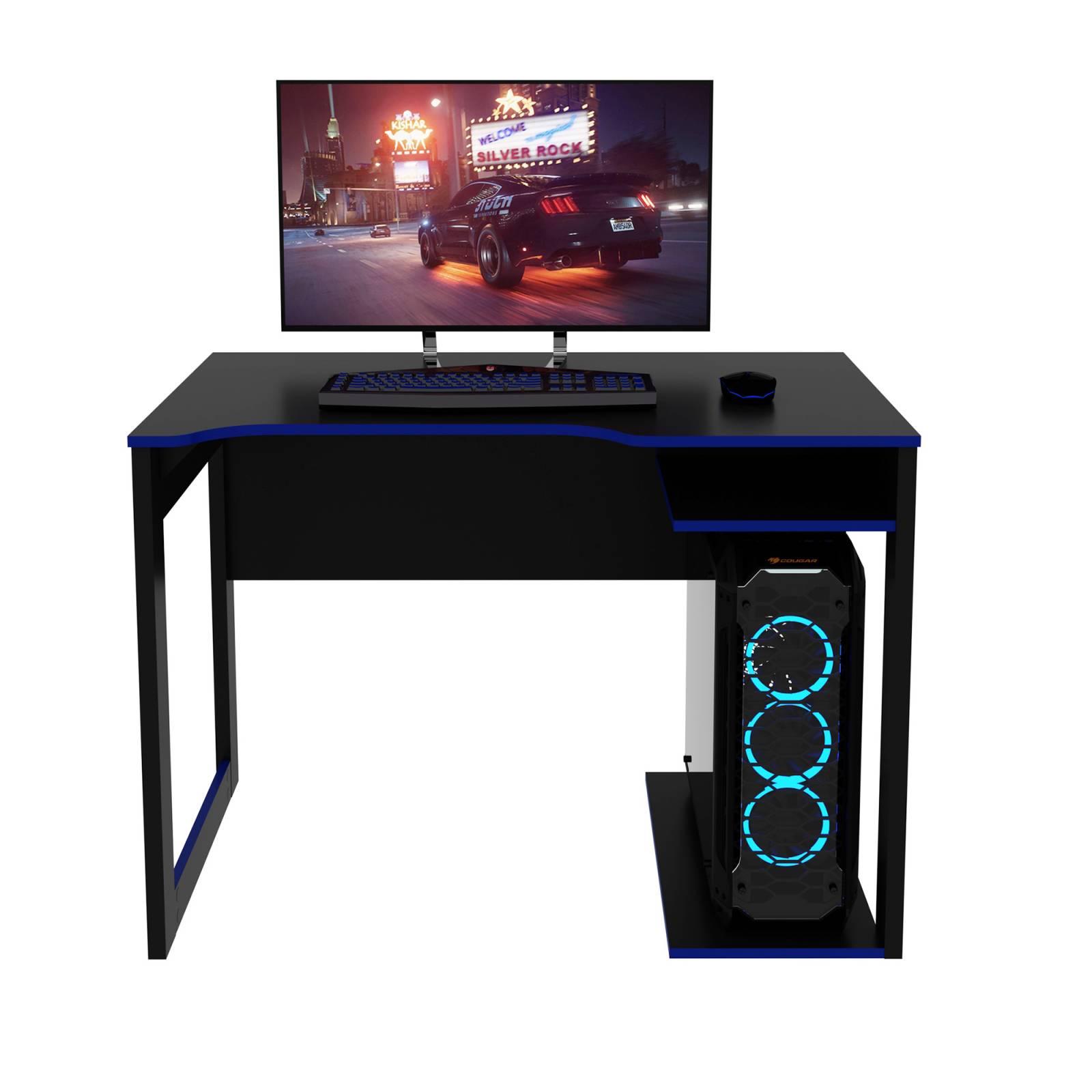 Mueble Escritorio Gamer Moderno Negro Azul ME41610002