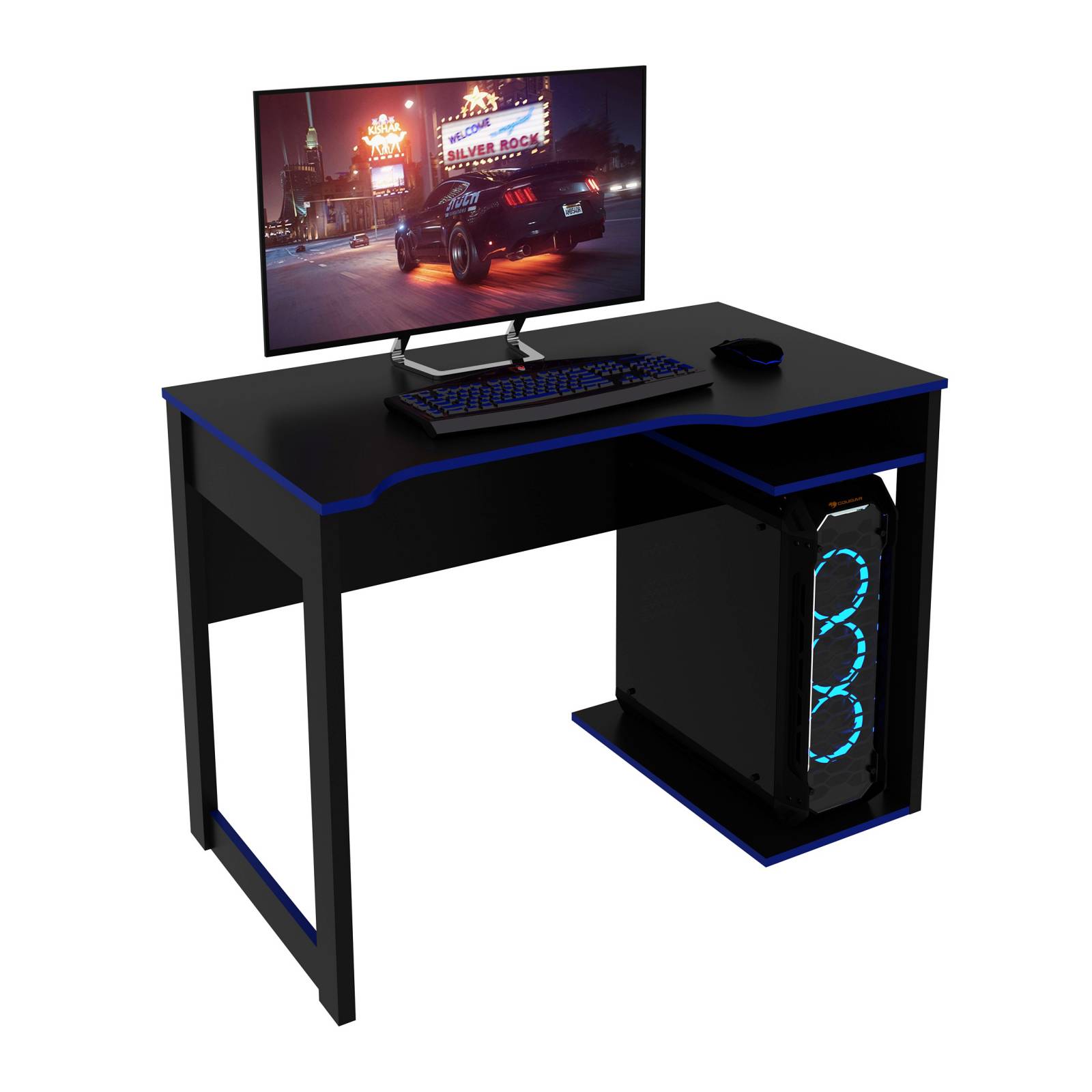Mueble Escritorio Gamer Moderno Negro Azul ME41610002