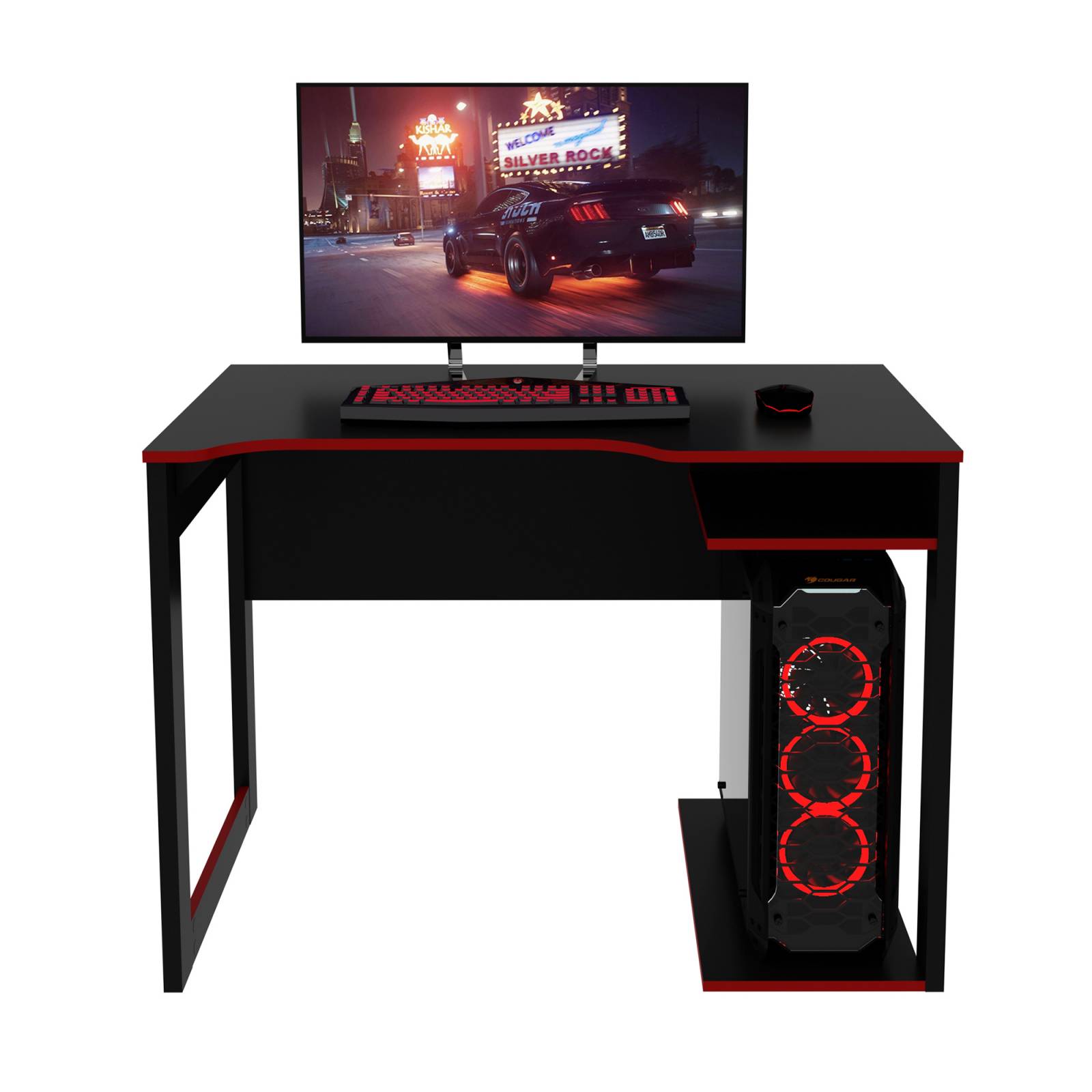 Mueble Escritorio Gamer Moderno Negro Rojo ME41610001