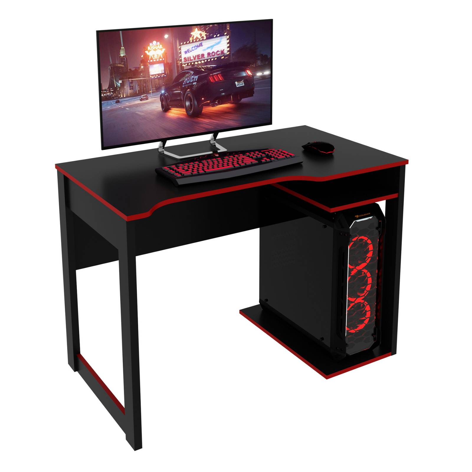 Mueble Escritorio Gamer Moderno Negro Rojo ME41610001