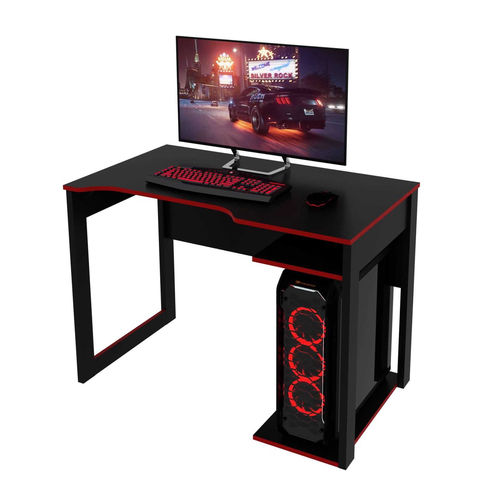 Mueble Escritorio Gamer Moderno Negro Rojo ME41610001