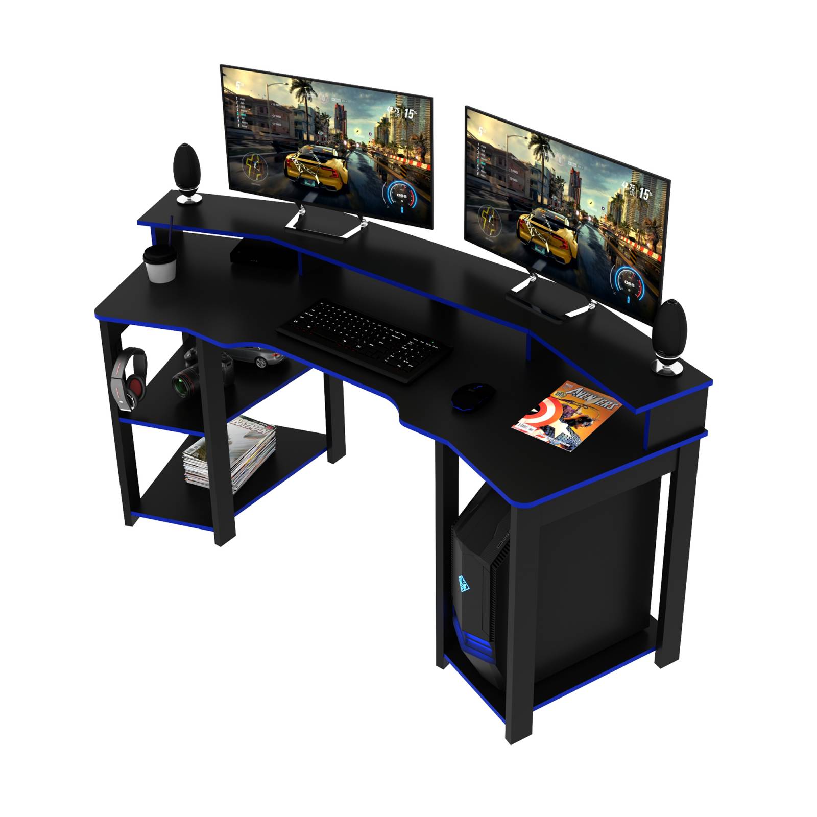 Mueble tipo Escritorio Gamer Negro Azul Modelo ME41670002