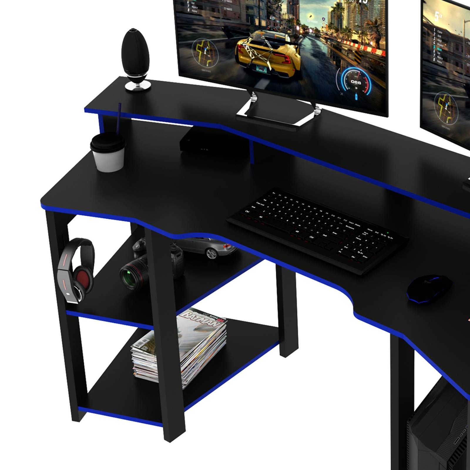 Mueble tipo Escritorio Gamer Negro Azul Modelo ME41670002