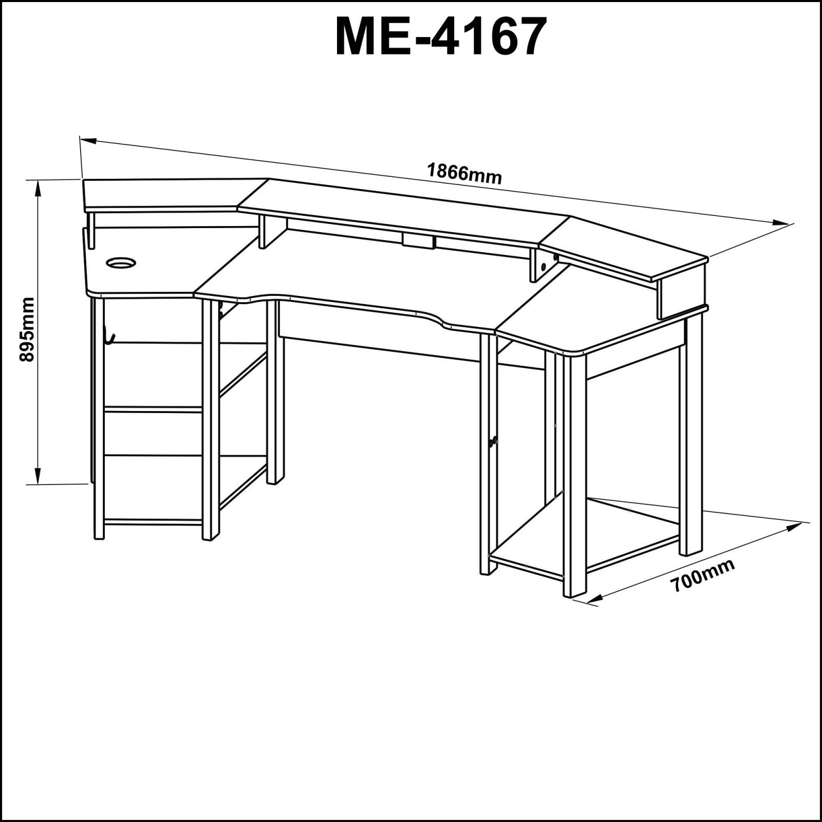 Mueble tipo Escritorio Gamer Negro Azul Modelo ME41670002