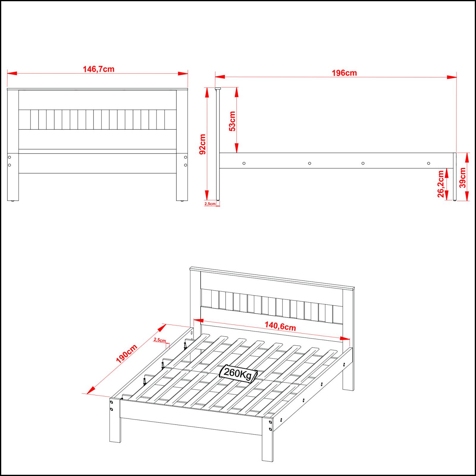 Mueble Cama Matrimonial Color Almendra Blanco CM80050002