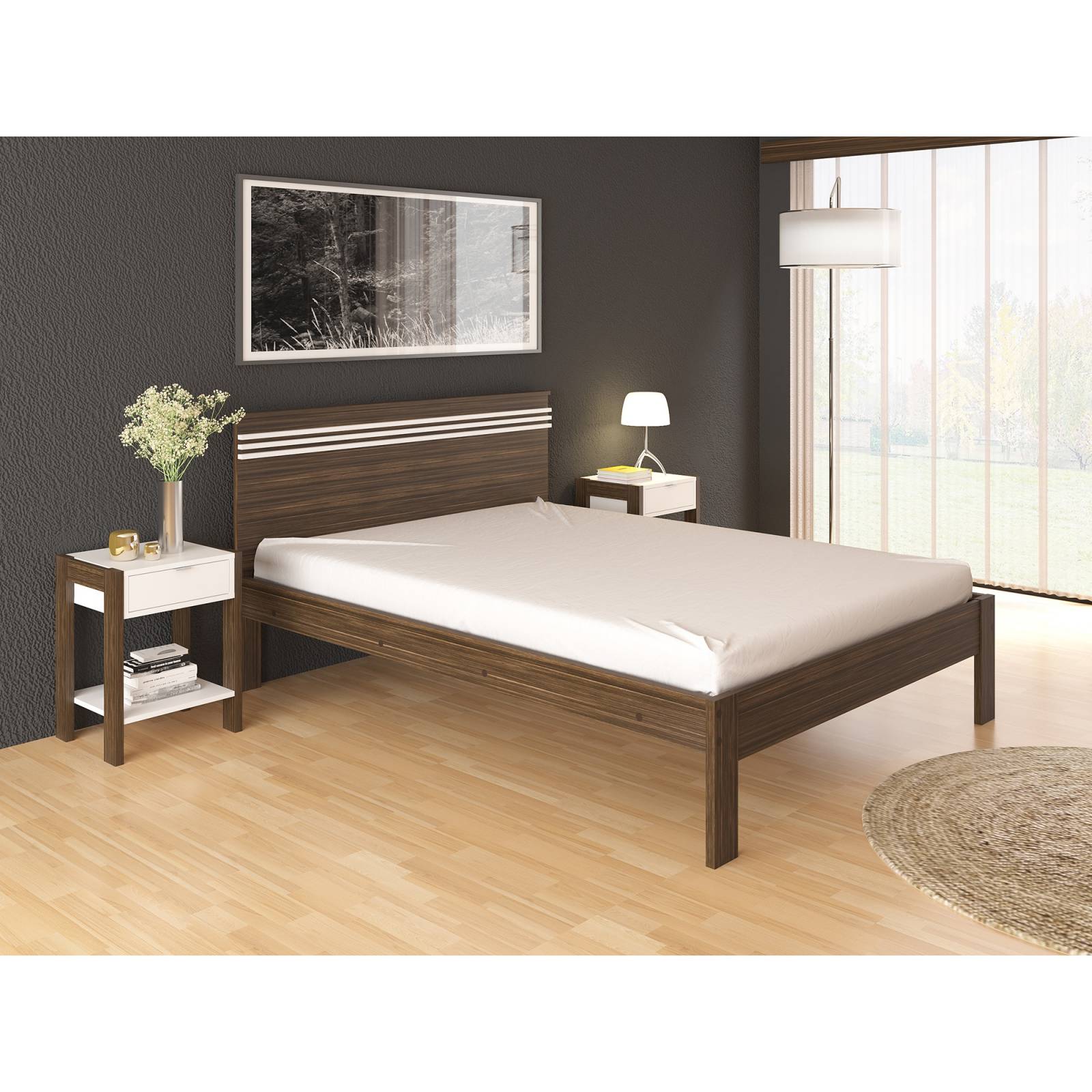 Mueble Cama tamaño Matrimonial Nogal Blanco CM80090001