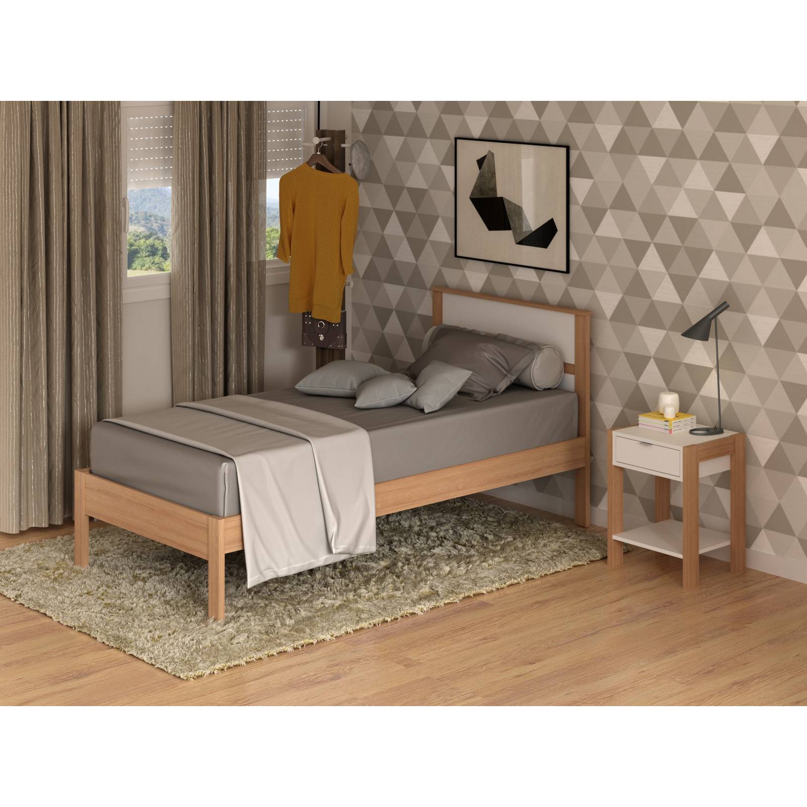 Mueble Cama Individual Almendra Blanco Modelo CM80110002