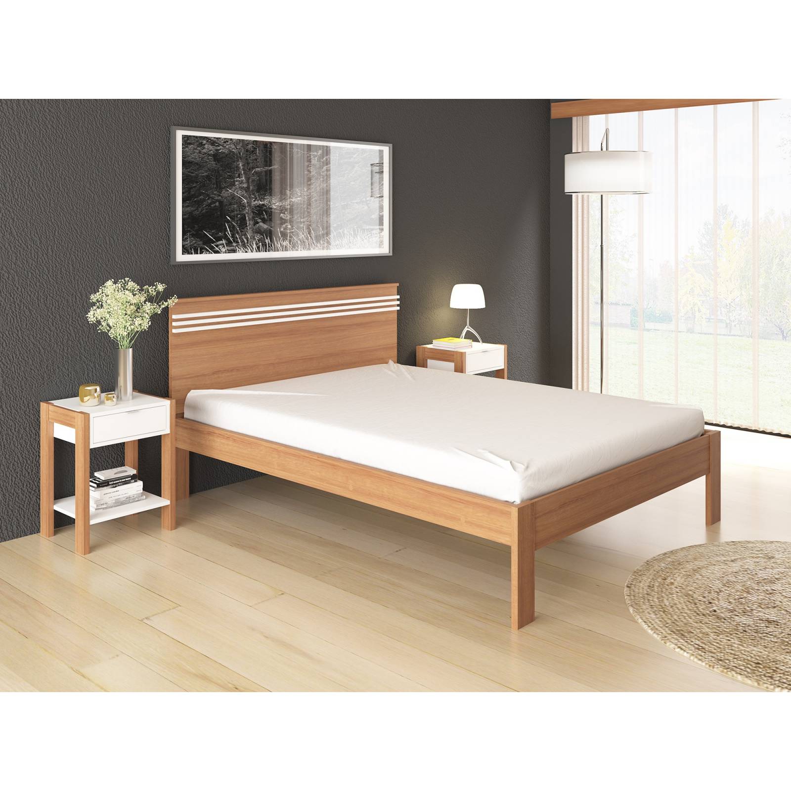 Mueble Cama Matrimonial Almendra Blanco Modelo CM80090002