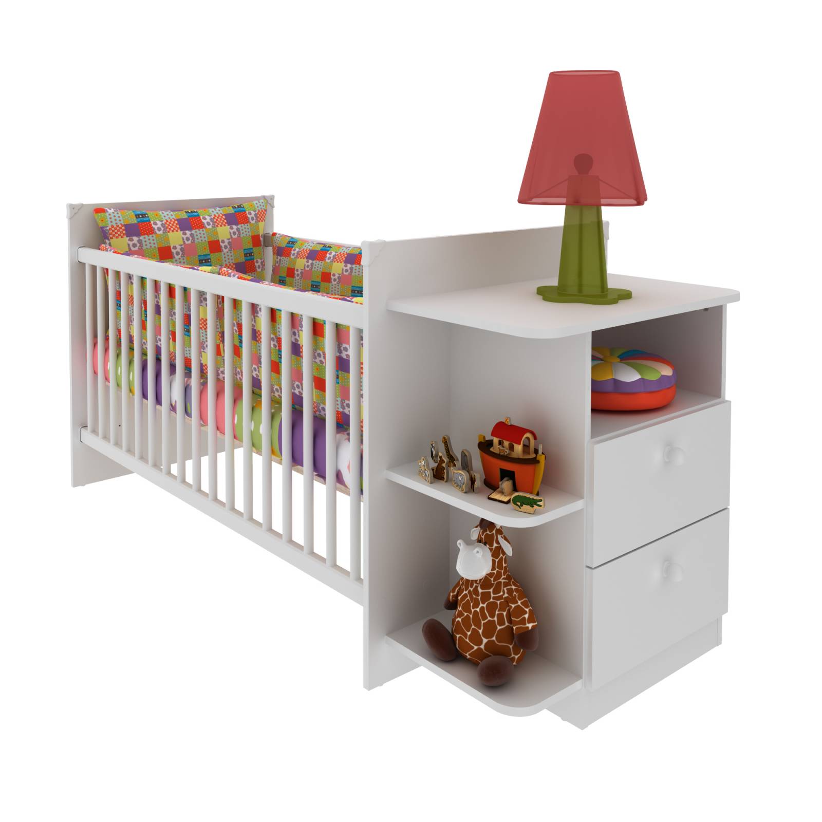 Cuna con Cajonera Color Blanco Mate Premium