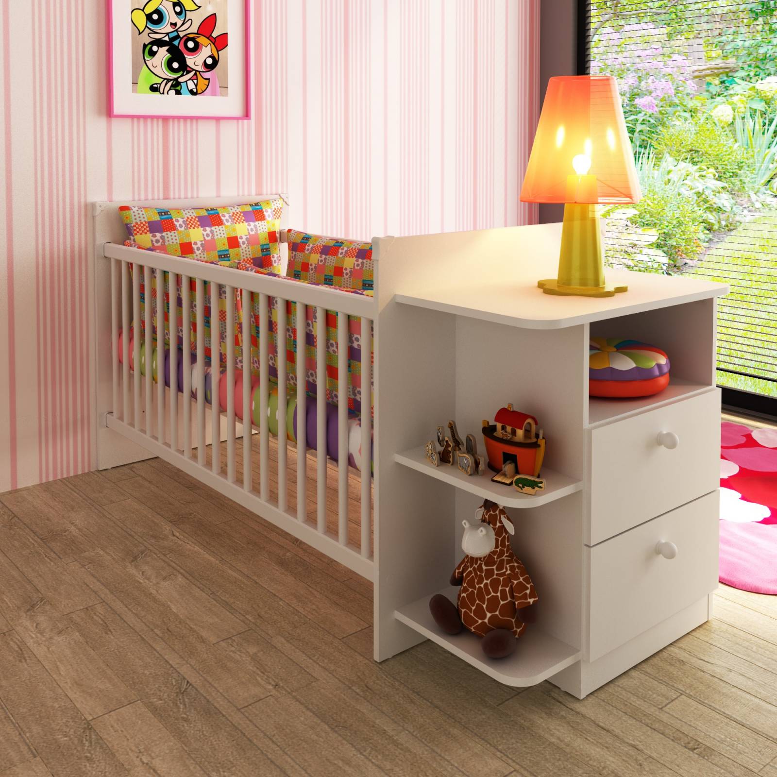 Cuna con Cajonera Color Blanco Mate Premium