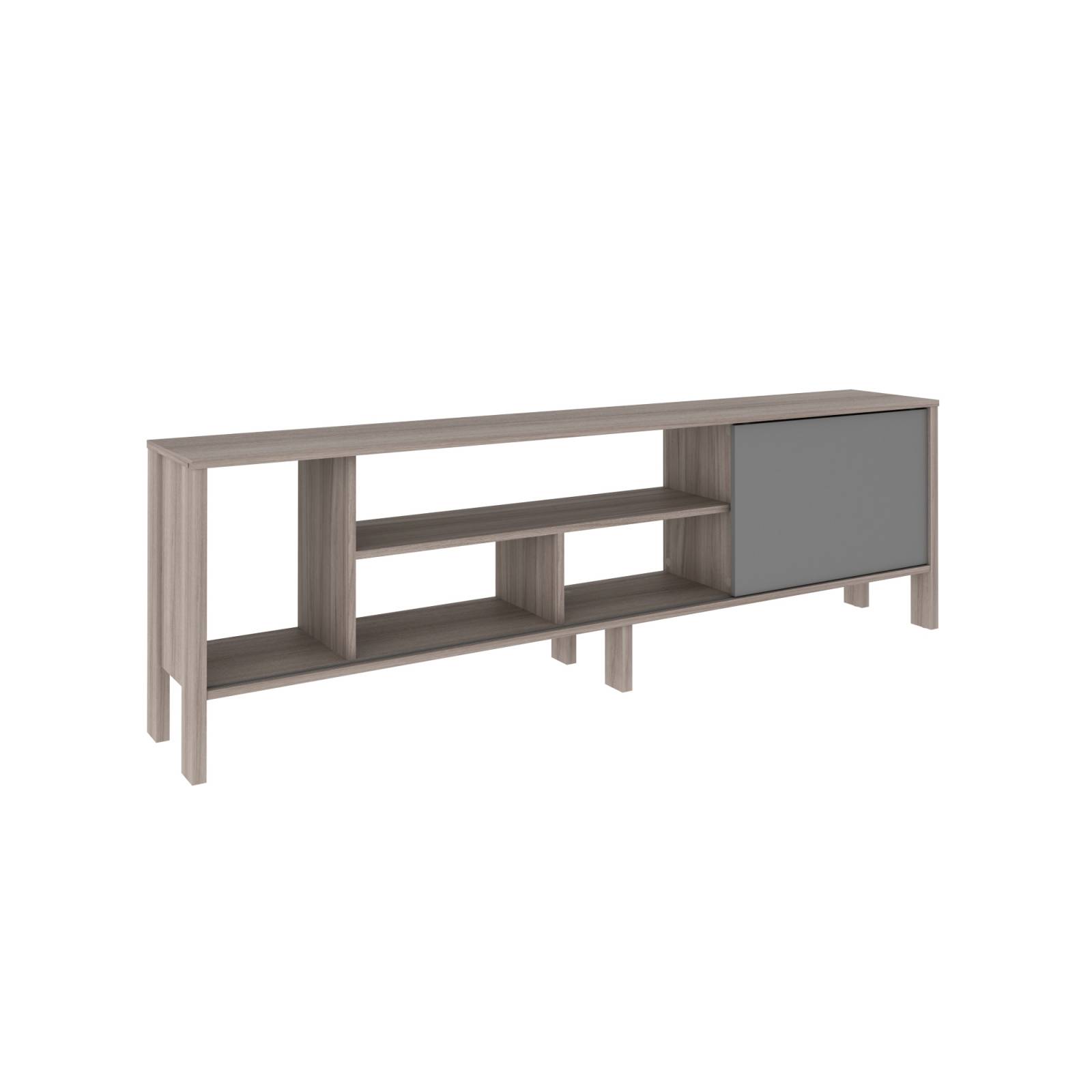 Mueble Para TV 65 Rack Moderno Con Puerta Corrediza Carvalho