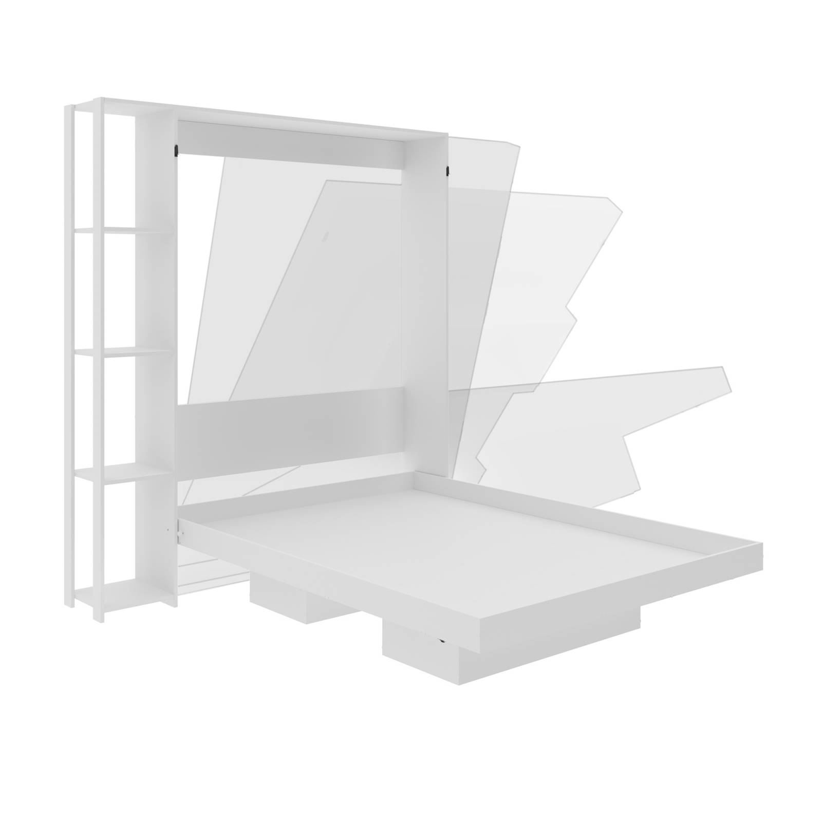 Base De Cama Matrimonial Abatible Con Estantes A22 Blanco