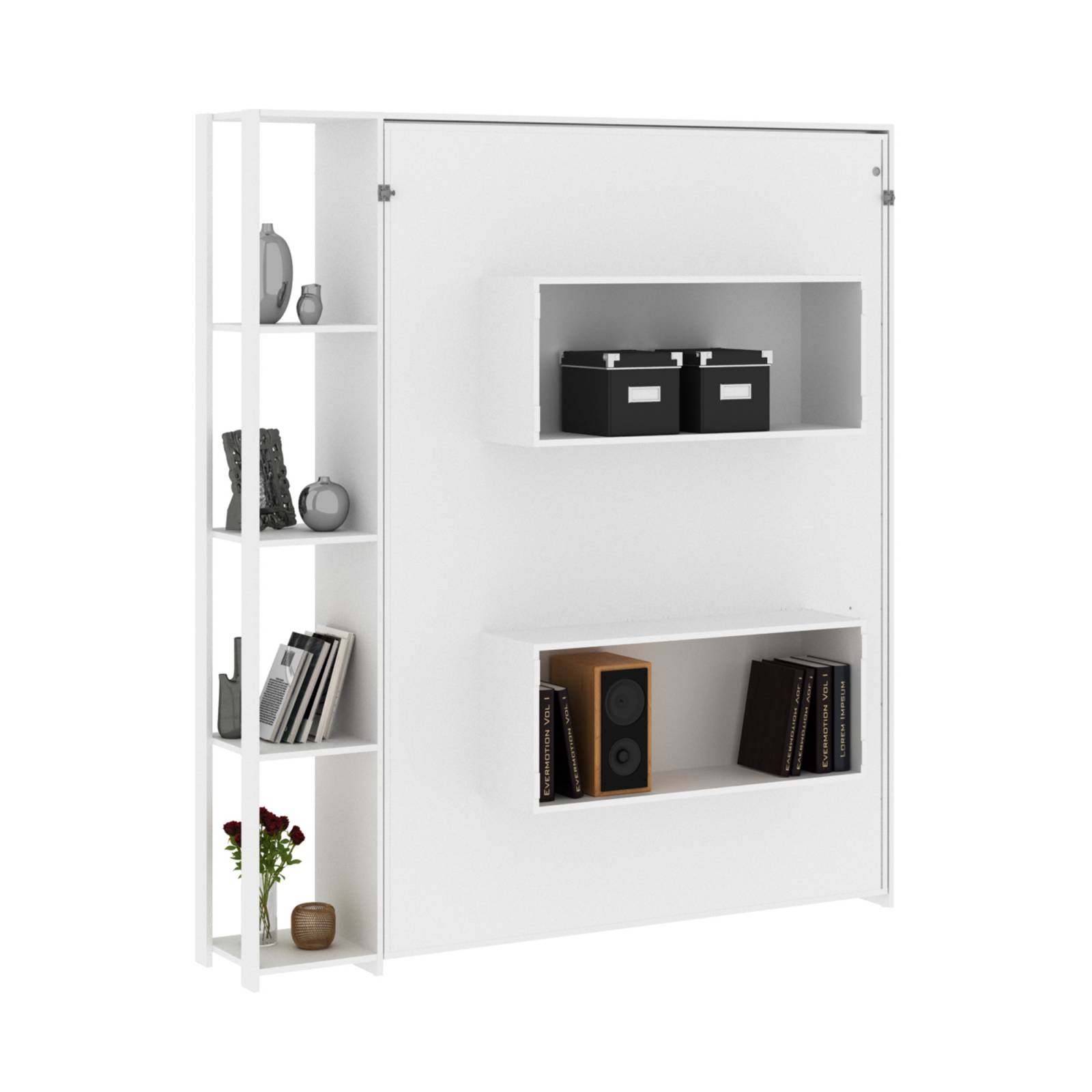 Base De Cama Matrimonial Abatible Con Estantes A22 Blanco