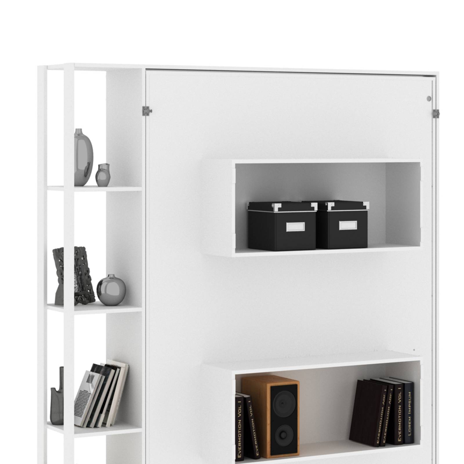 Base De Cama Matrimonial Abatible Con Estantes A22 Blanco