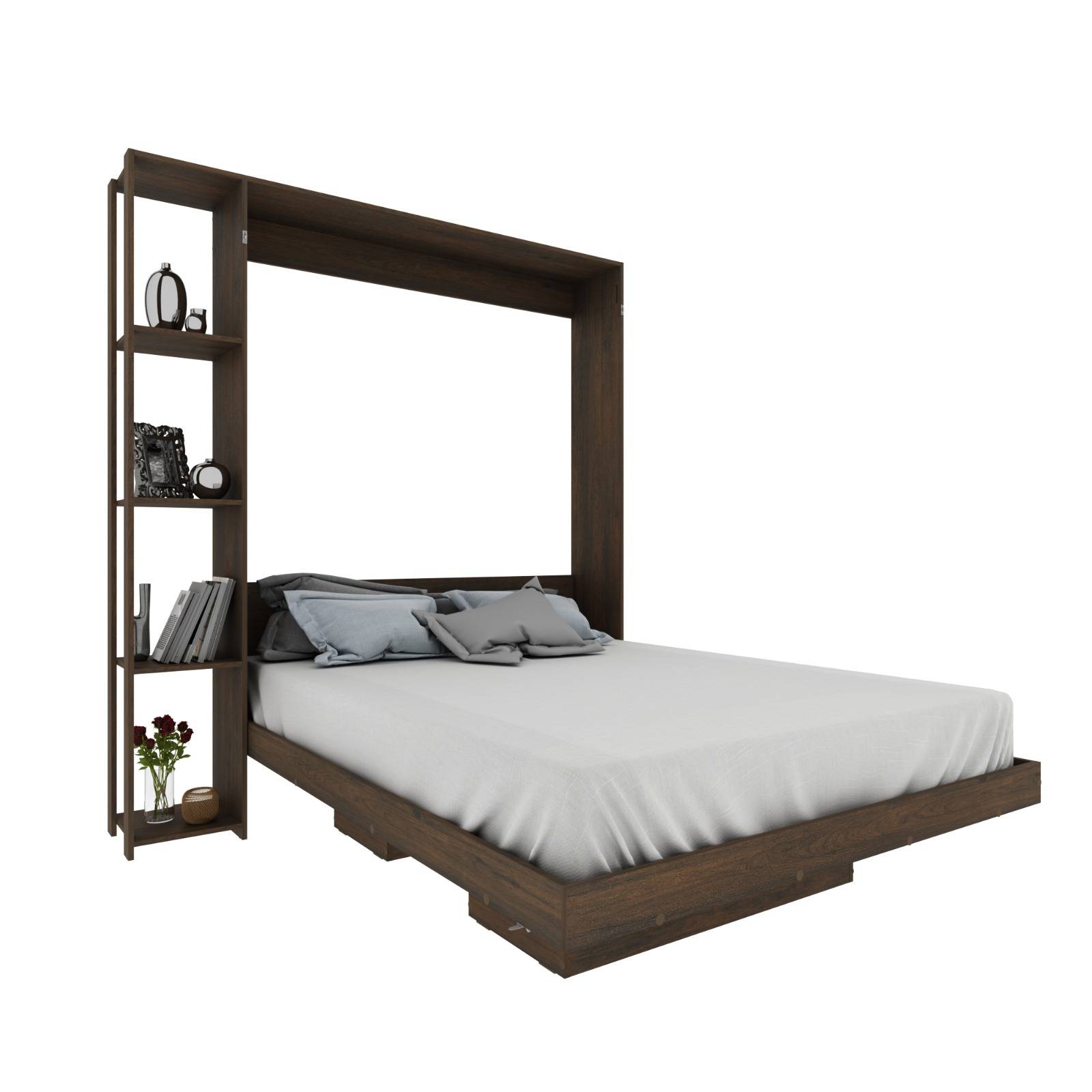 Base De Cama Matrimonial Abatible Con Estantes A22 Rústico