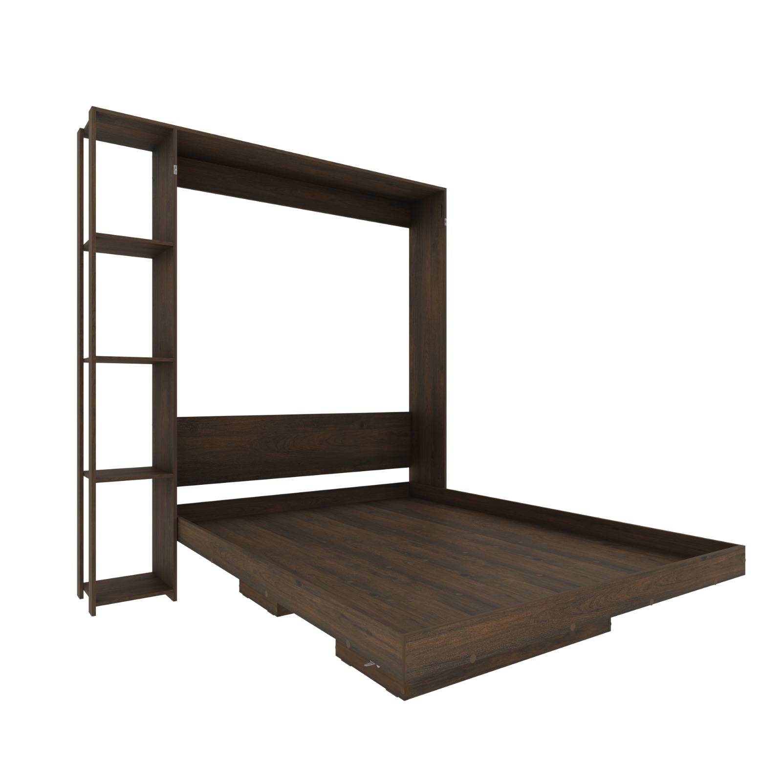 Base De Cama Matrimonial Abatible Con Estantes A22 Rústico