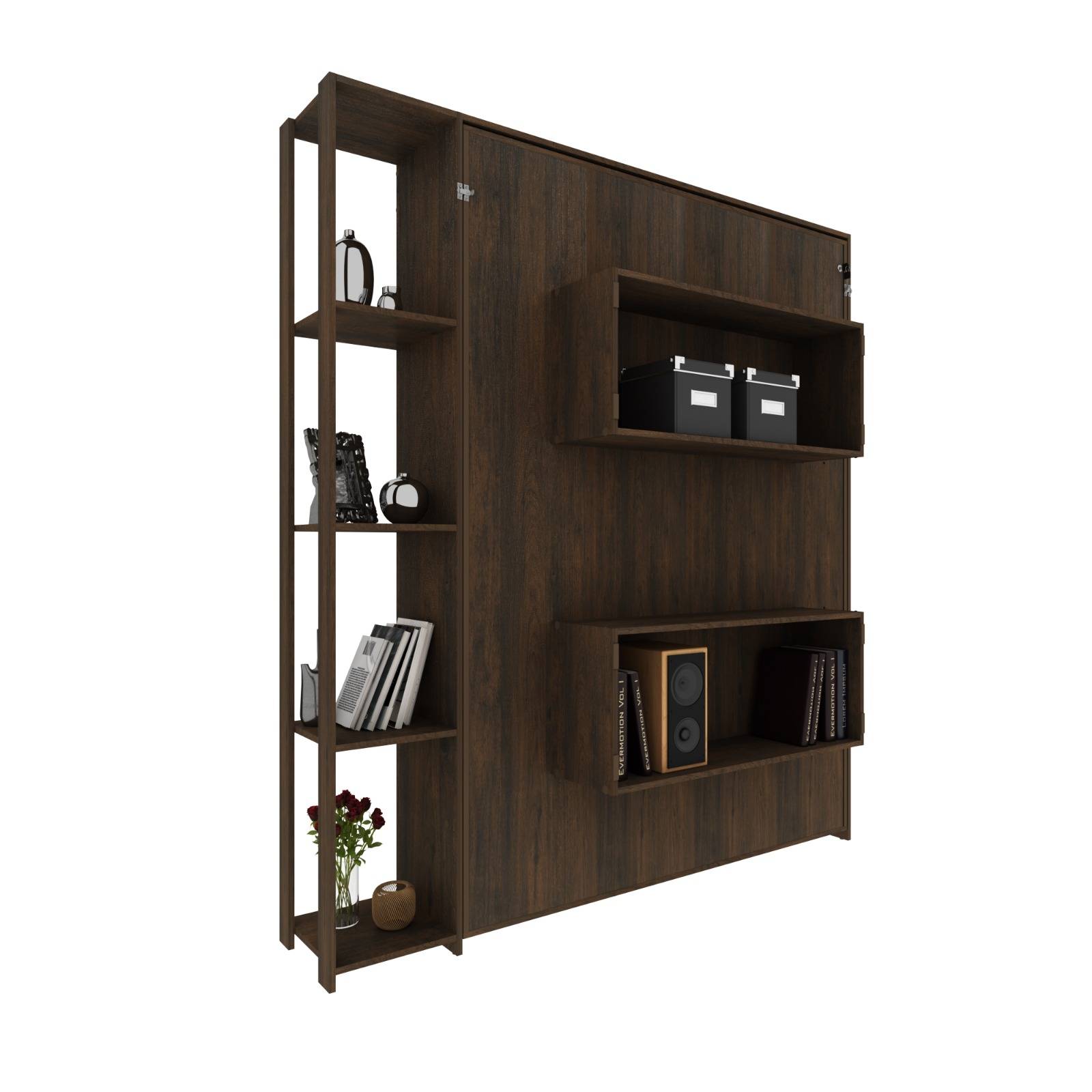 Base De Cama Matrimonial Abatible Con Estantes A22 Rústico