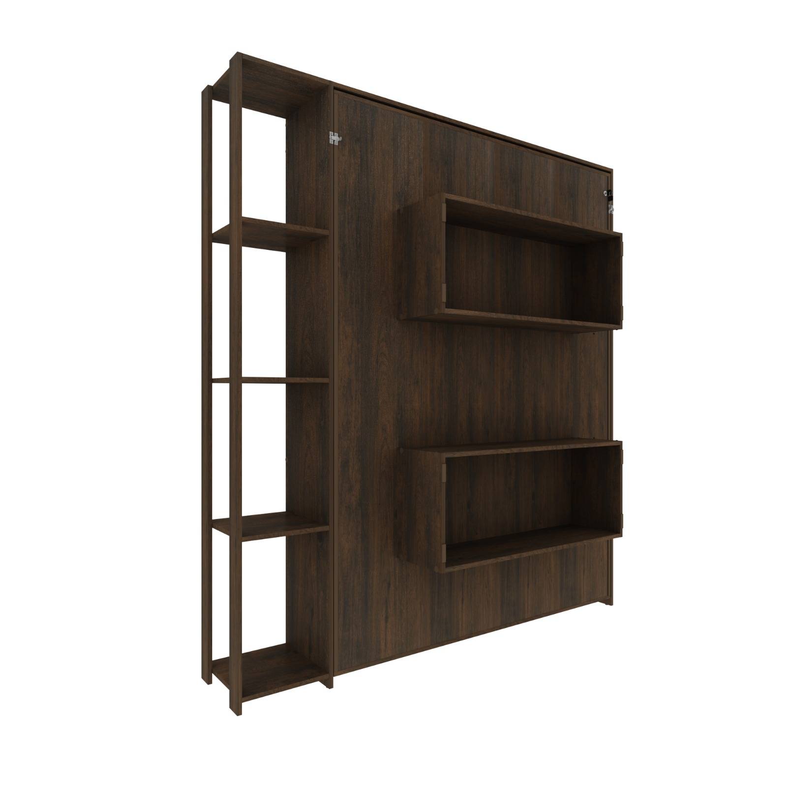 Base De Cama Matrimonial Abatible Con Estantes A22 Rústico